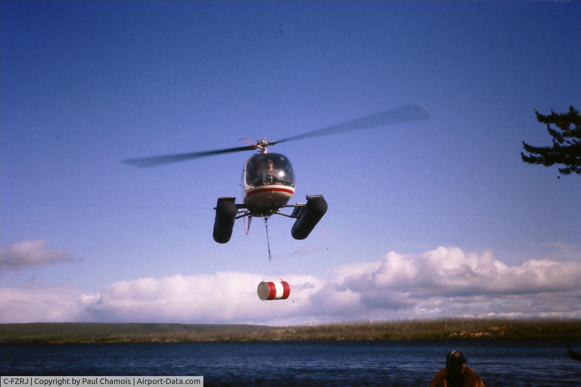 C-FZRJ, 1966 Bell 47J-2A Ranger C/N 3719, Picture taken during the summer of 1978 at Newnham Lake, northern Saskatchewan. CF-ZRJ was under contact to the Saskatchewan Mining Development Corporation (SMDC) from Athabaska Airways out of Prince Albert.