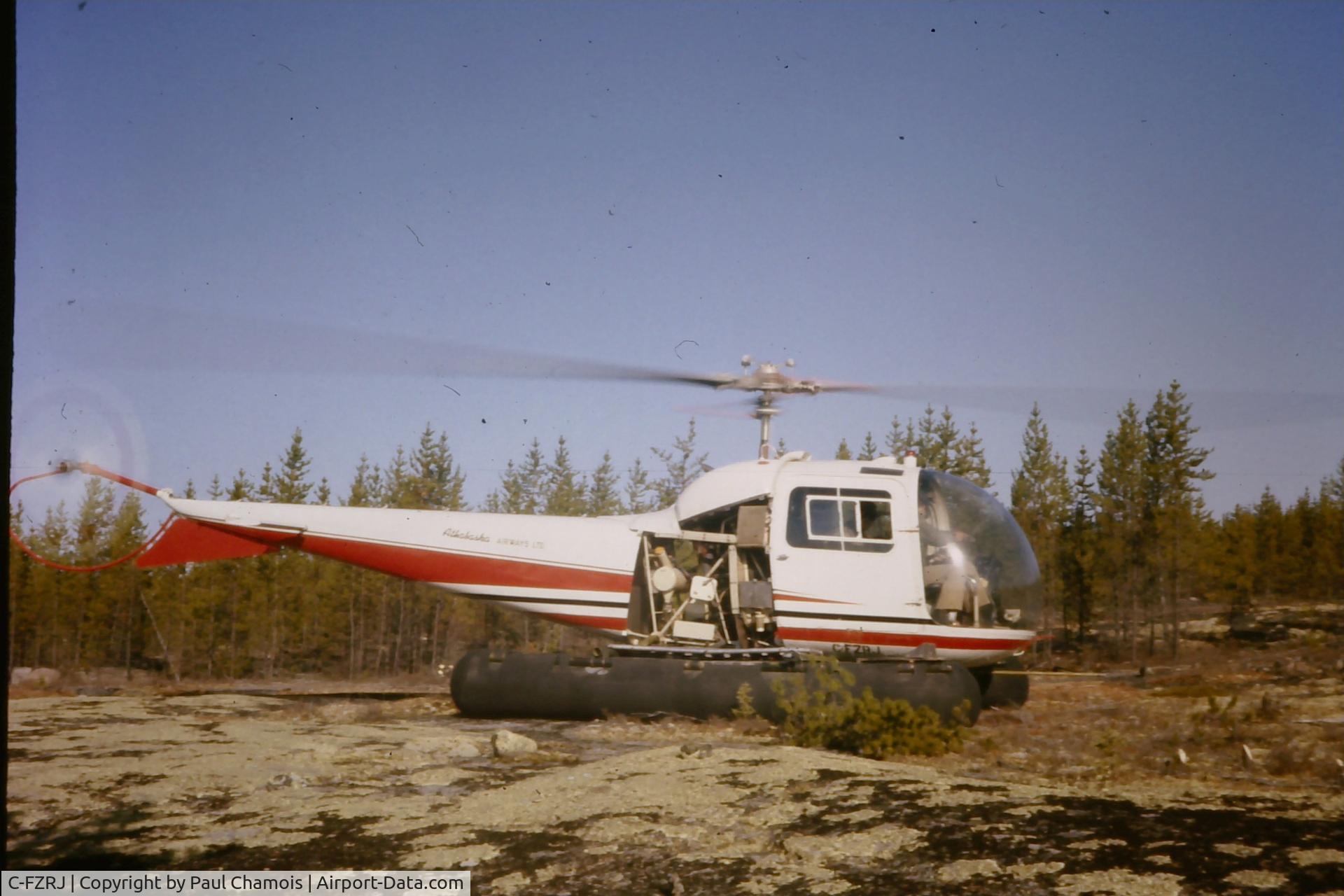 C-FZRJ, 1966 Bell 47J-2A Ranger C/N 3719, CF-ZRJ at Newnham Lake, northern Saskatchewan in 1978. Flying for Athabaska Airways under contract to SMDC.