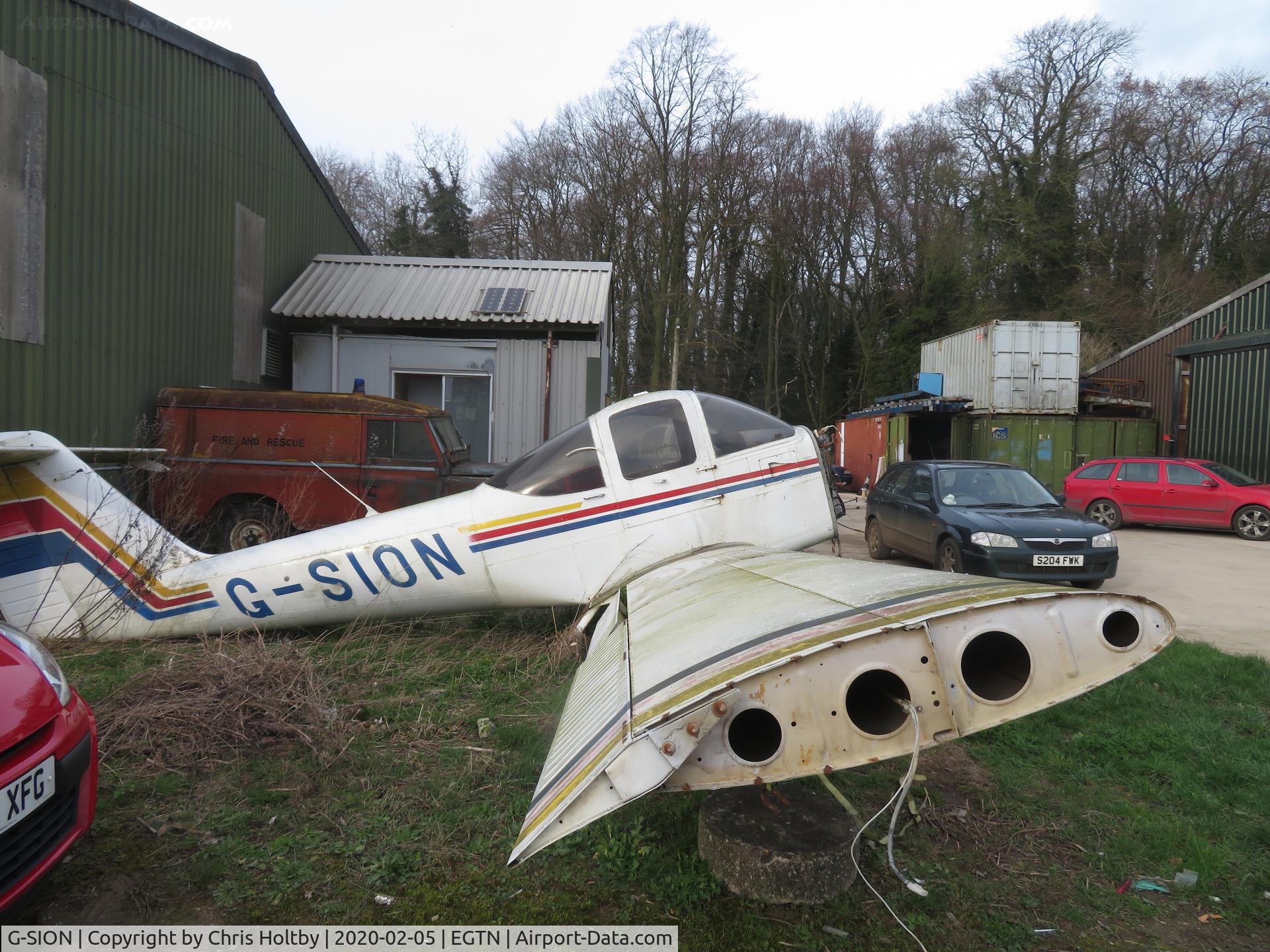 G-SION, 1981 Piper PA-38-112 Tomahawk Tomahawk C/N 38-81A0146, 1981 Tomahawk (or what's left of it) at  Enstone AIrfield