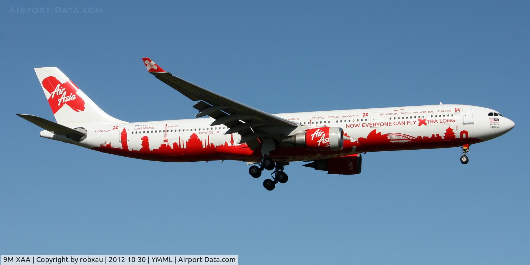9M-XAA, 1994 Airbus A330-301 C/N 054, Short final for runway 34 at Melbourne, Victoria, Australia