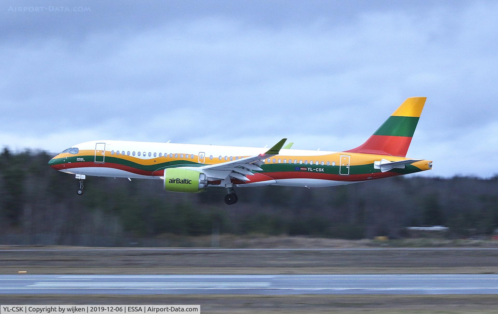 YL-CSK, 2018 Airbus A220-300 C/N 55039, RWY 26