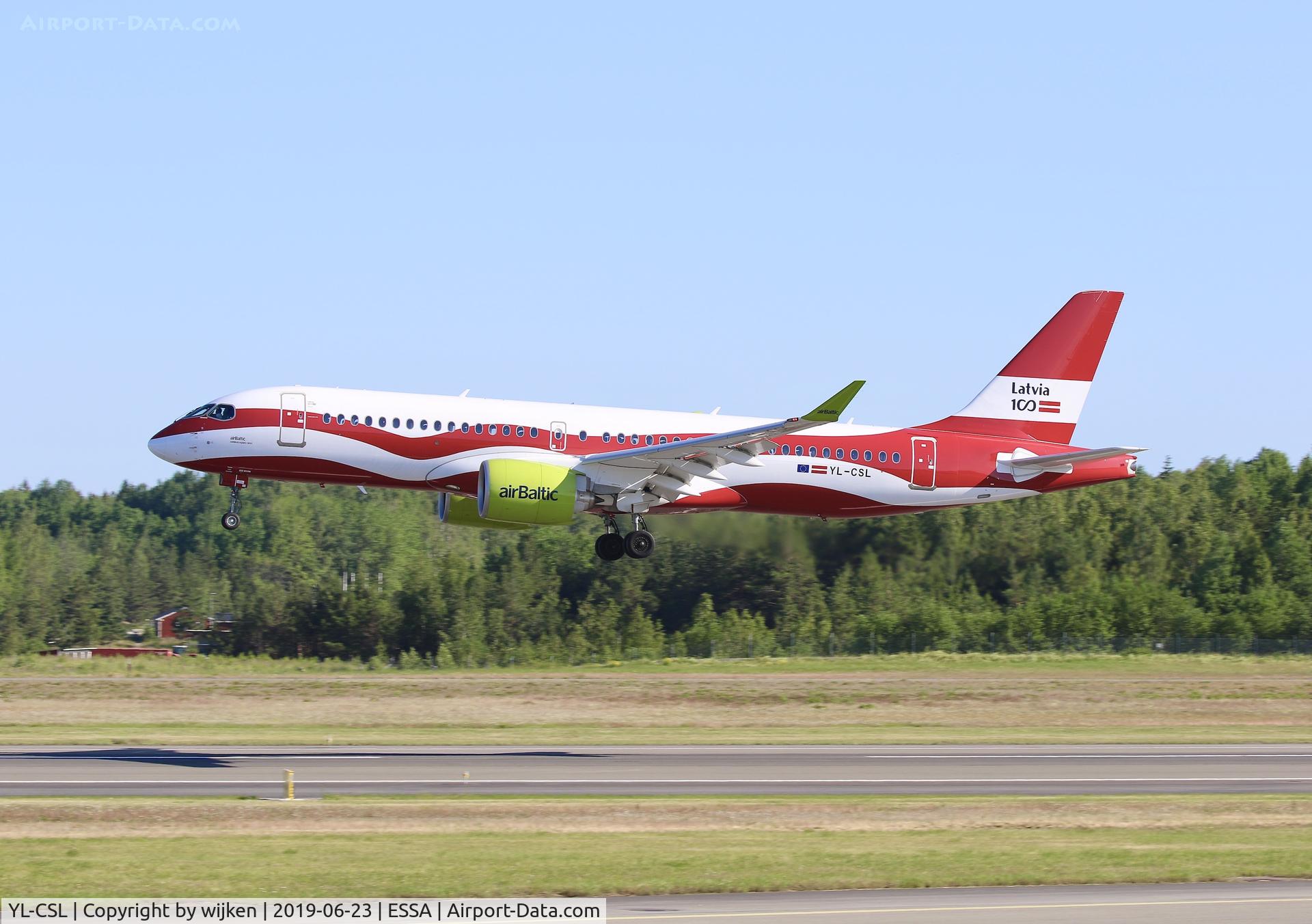YL-CSL, 2018 Airbus A220-300 C/N 55041, RWY 26