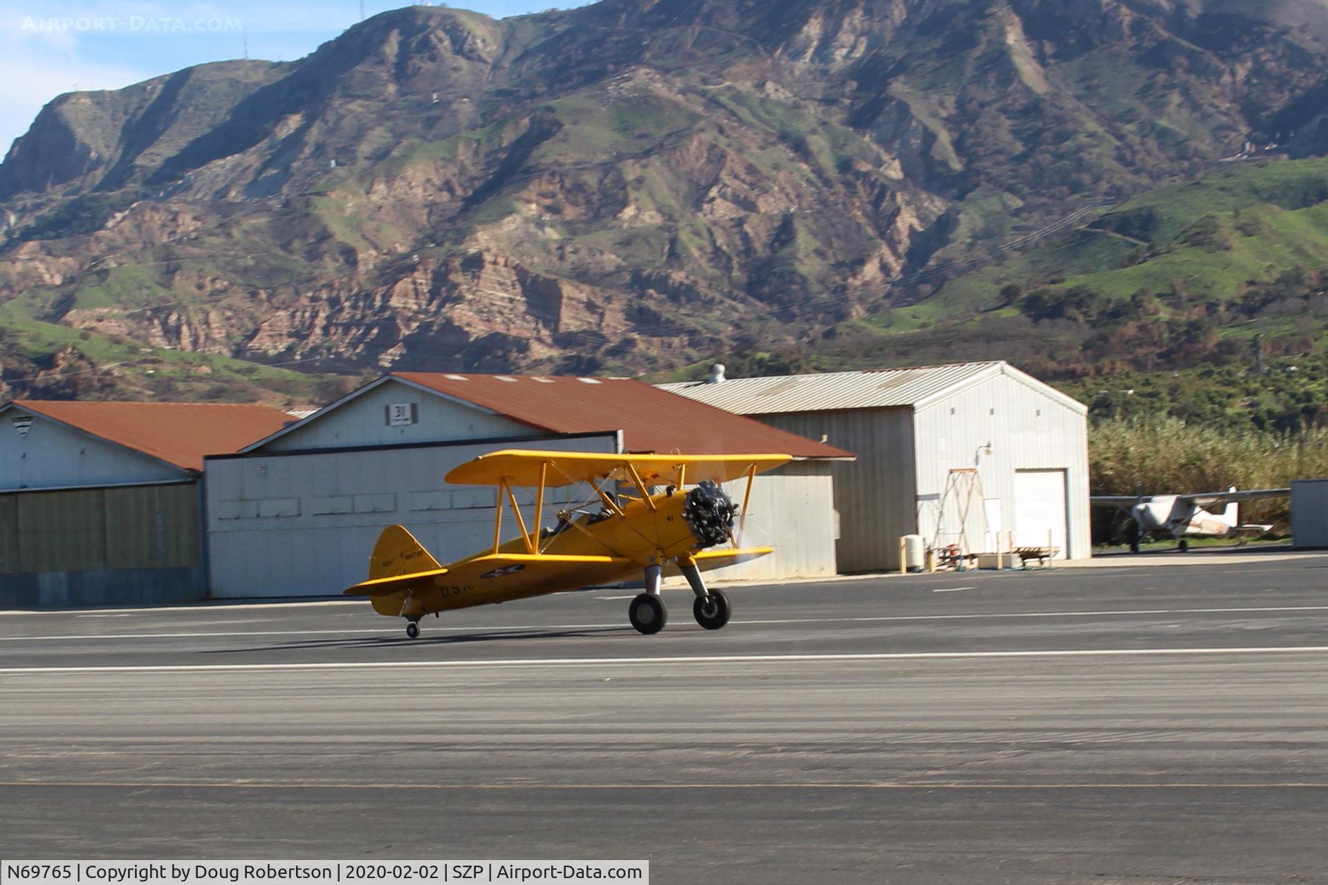 N69765, 1941 Boeing A75N1 (PT17) C/N 75-1044, 1941 Boeing Stearman A75N1 Continental W670 220 Hp radial, takeoff roll Rwy 22