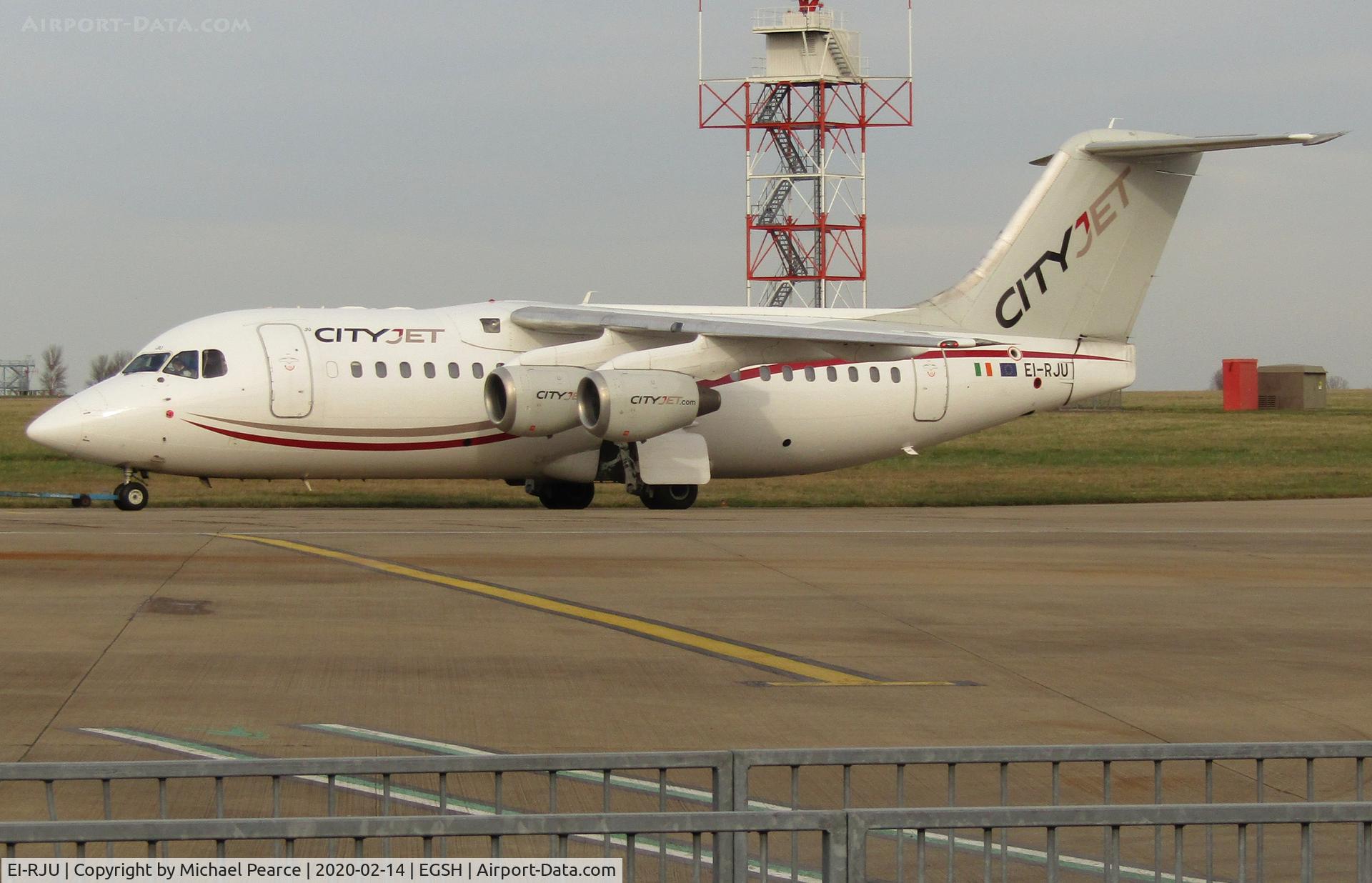 EI-RJU, 2000 British Aerospace Avro 146-RJ85A C/N E2367, Under tow to Stand 4 for departure home to Dublin (DUB), following maintenance.