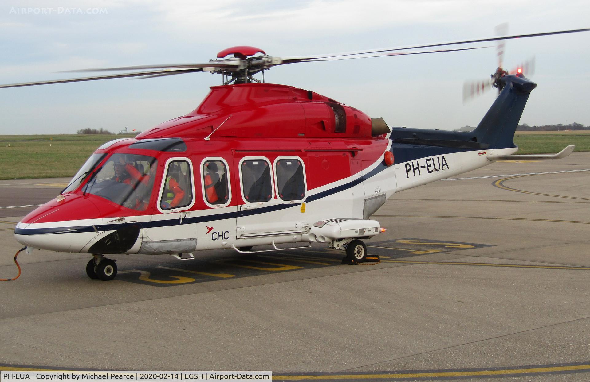 PH-EUA, 2007 AgustaWestland AW-139 C/N 31072, Preparing to depart SaxonAir for a North Sea gas platform.