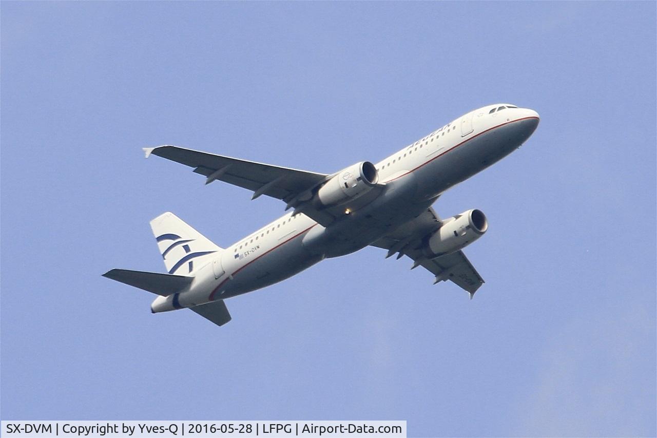 SX-DVM, 2008 Airbus A320-232 C/N 3439, Airbus A320-232, Take off rwy 06R, Roissy Charles De Gaulle airport (LFPG-CDG)