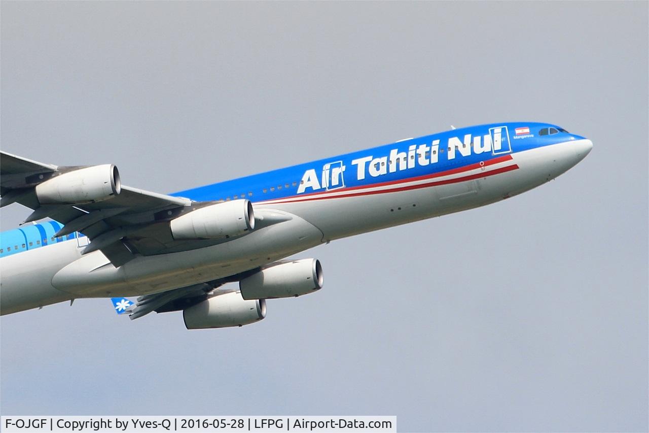 F-OJGF, 2001 Airbus A340-313 C/N 385, Airbus A340-313, Take off rwy 06R, Roissy Charles De Gaulle airport (LFPG-CDG)