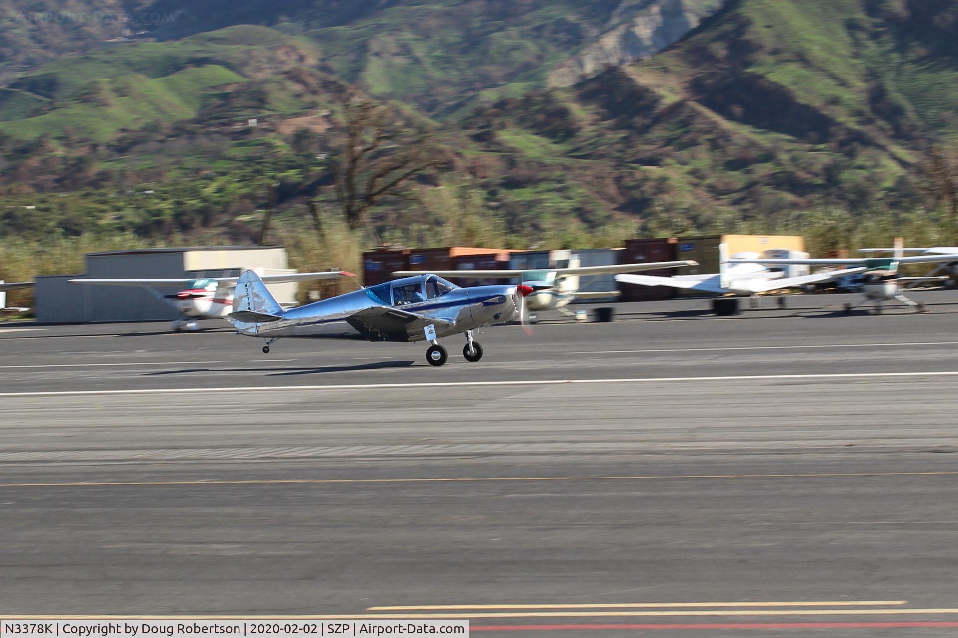 N3378K, 1946 Globe GC-1B Swift C/N 1371, 1946 Globe GC-1B SWFT, Lycoming 320-E2D 150 Hp upgrade by STC, takeoff roll Rwy 22