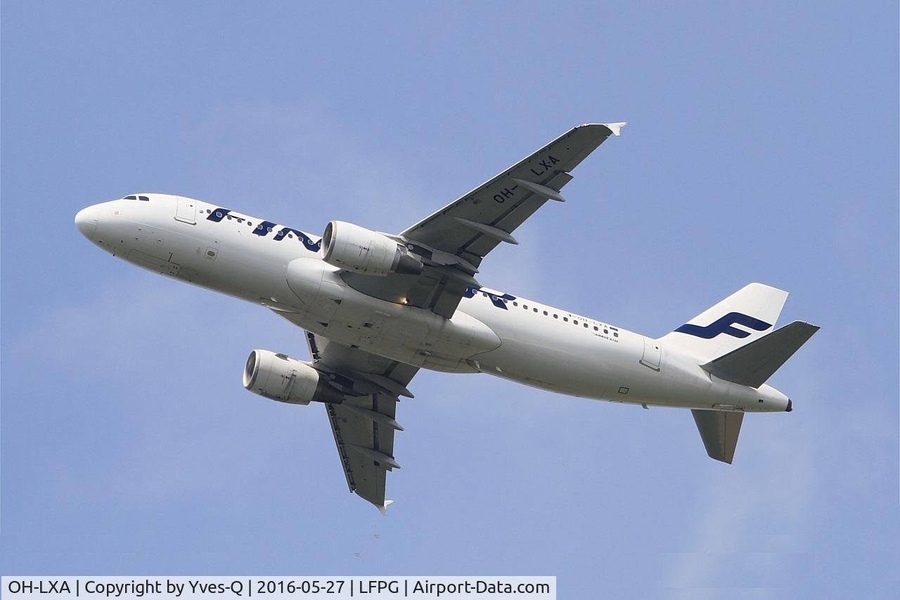 OH-LXA, 2001 Airbus A320-214 C/N 1405, Airbus A320-214, Take off rwy 27L, Roissy Charles De Gaulle airport (LFPG-CDG)