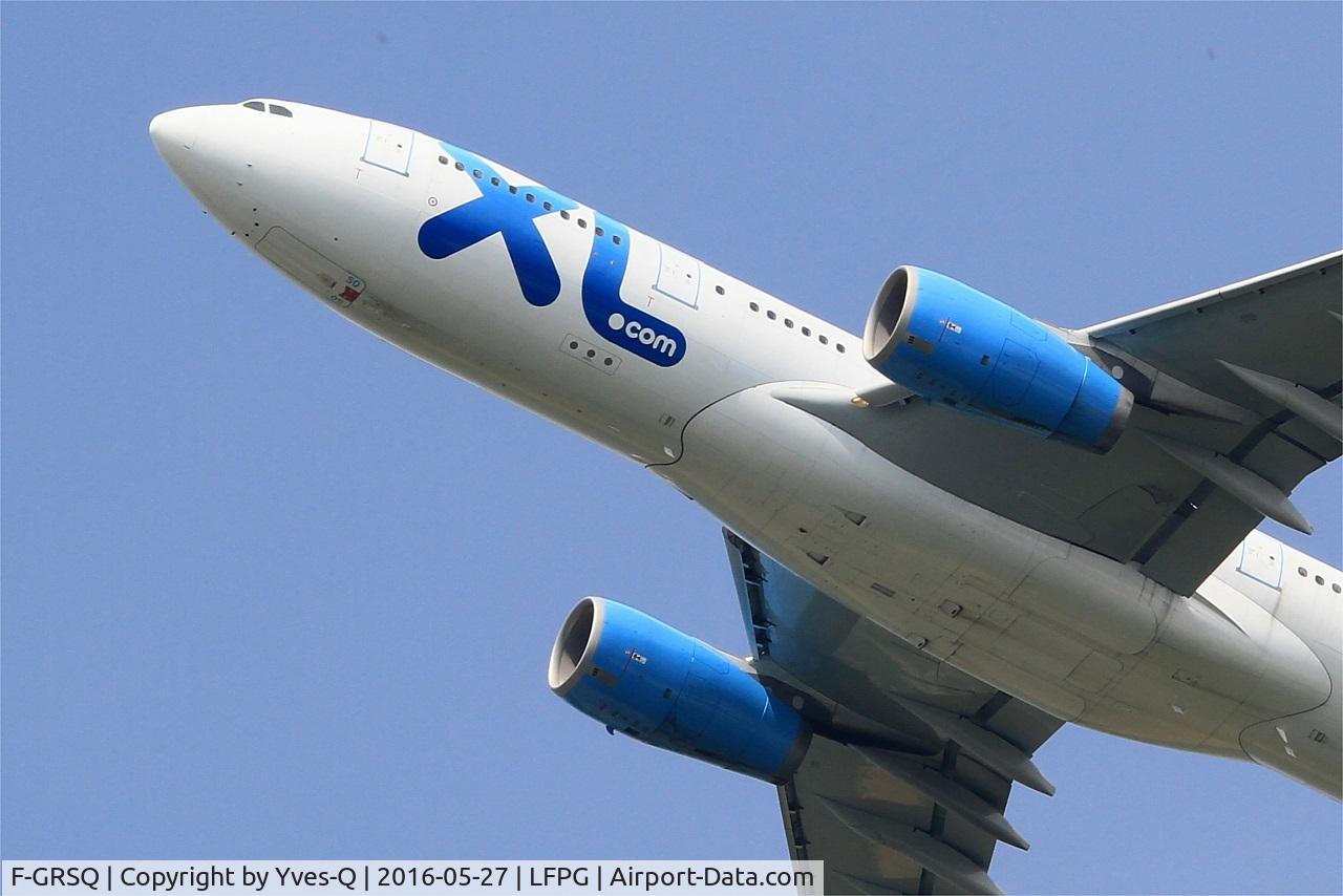 F-GRSQ, 2002 Airbus A330-243 C/N 501, Airbus A330-243, Take off rwy 27L, Roissy Charles De Gaulle airport (LFPG-CDG)