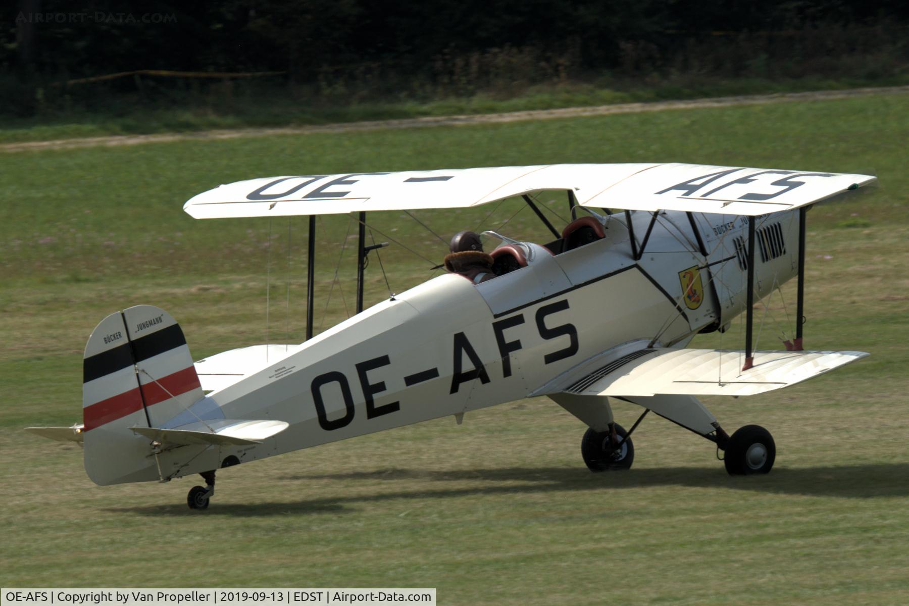 OE-AFS, 2002 SSH T-131PA Jungmann C/N 157, SSH T-131PA Jungmann at Hahnweide airfield, Germany. OTT 2019