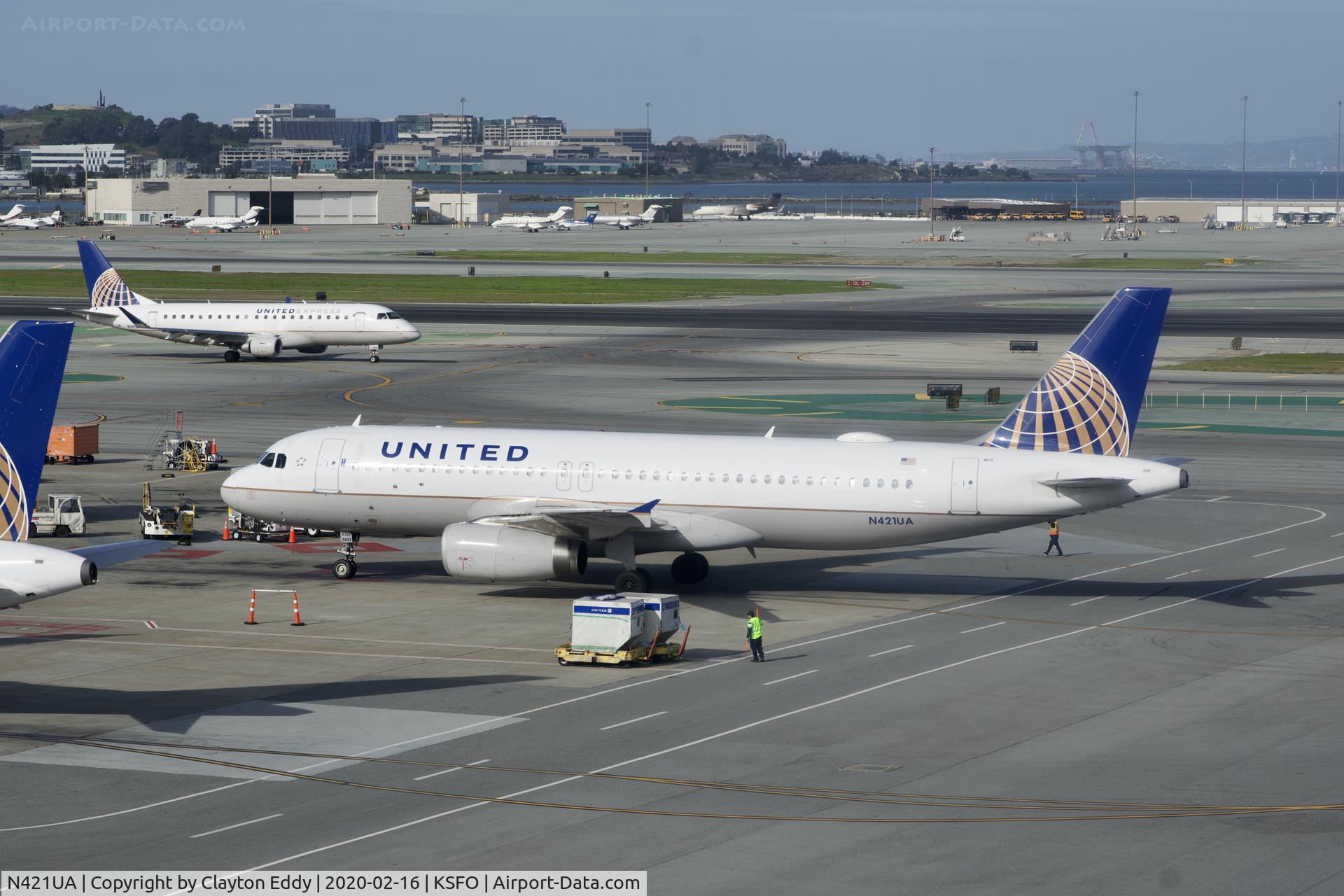 N421UA, 1994 Airbus A320-232 C/N 500, New observation deck SFO 2020.