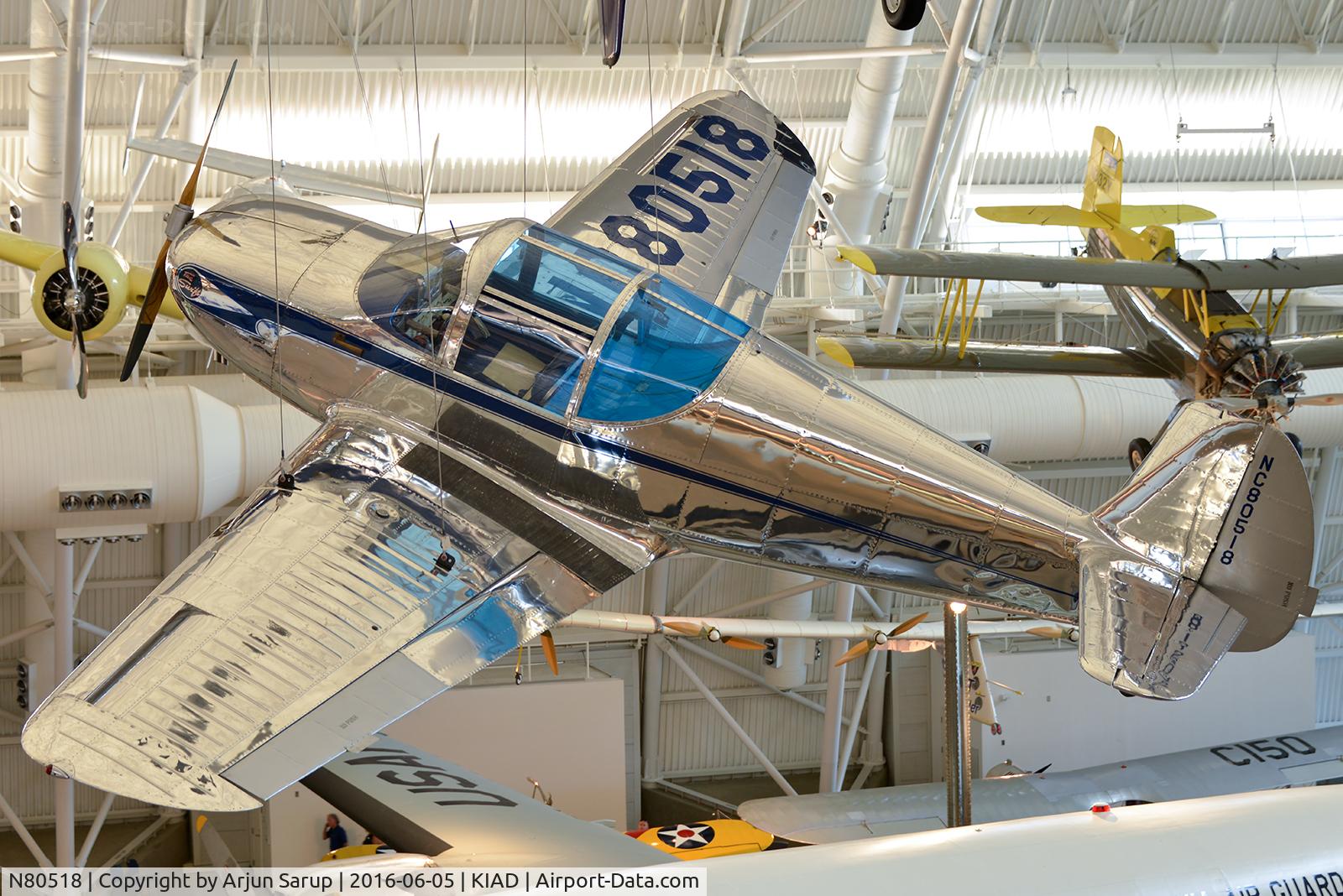 N80518, 1946 Globe GC-1A Swift C/N 21, On display at Steven F. Udvar-Hazy Center, National Air and Space Museum.