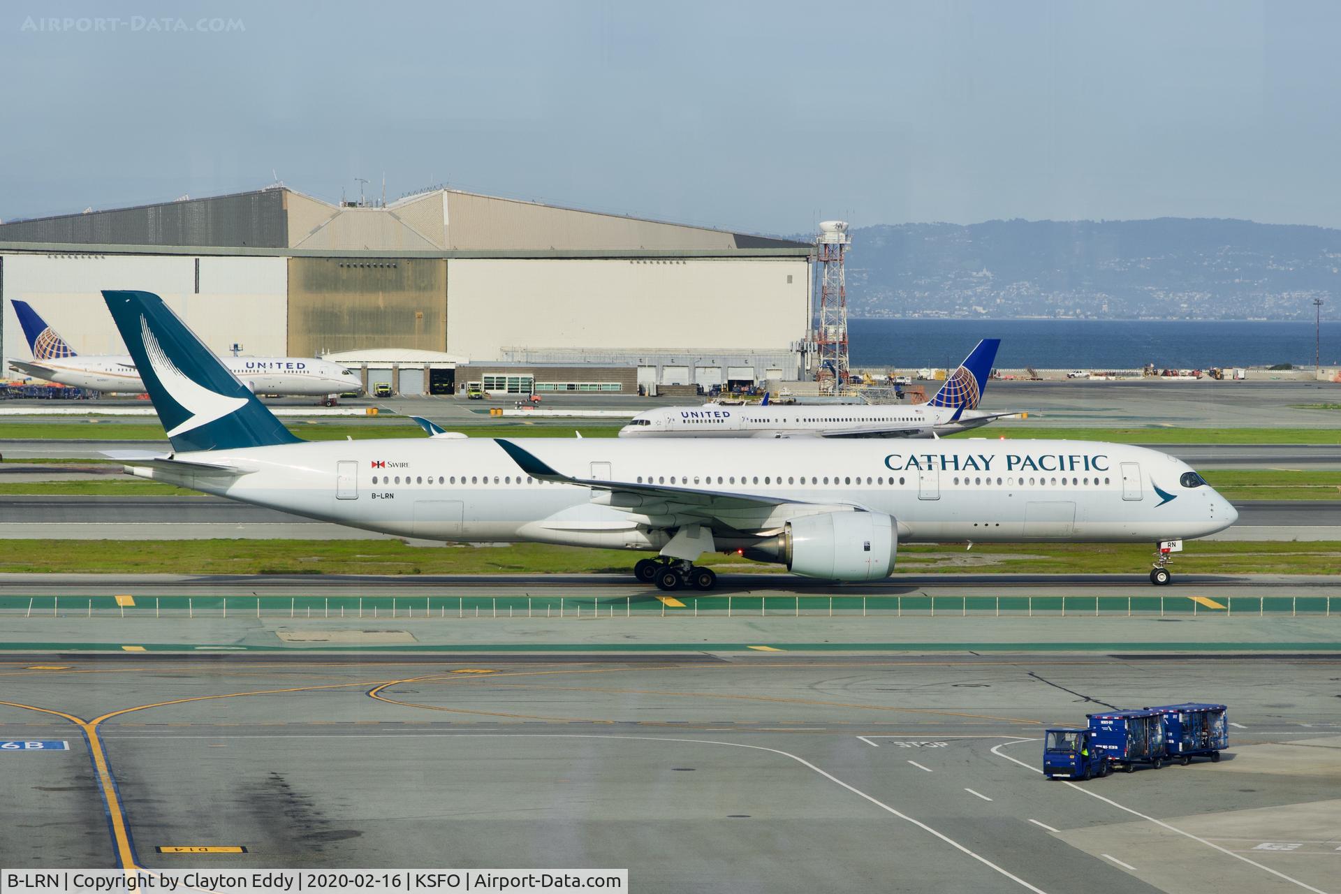 B-LRN, 2017 Airbus A350-941 C/N 085, Picture taken from the new observation deck terminal 2. SFO 2020.