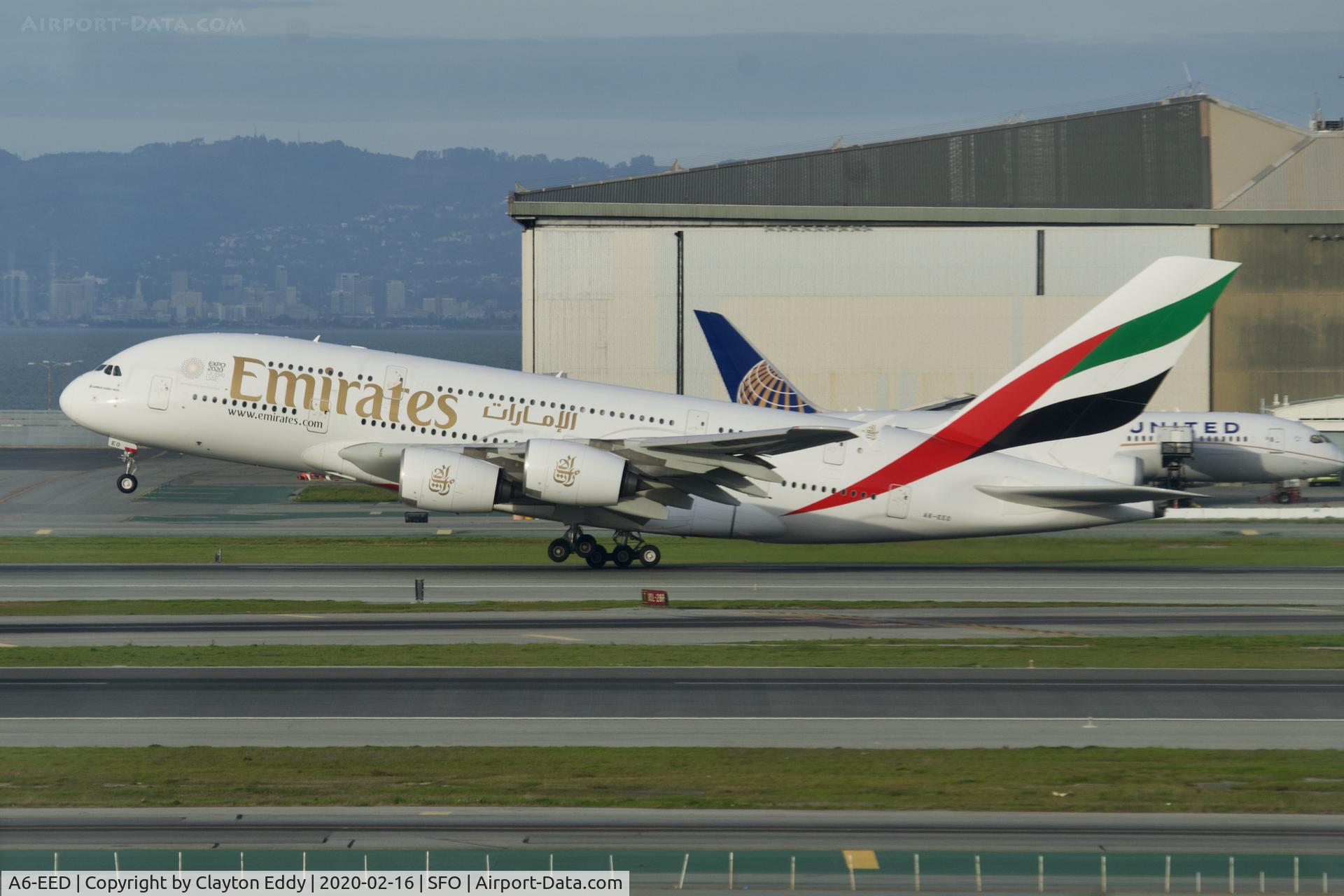A6-EED, 2012 Airbus A380-861 C/N 111, New observation deck terminal 2 SFO 2020.