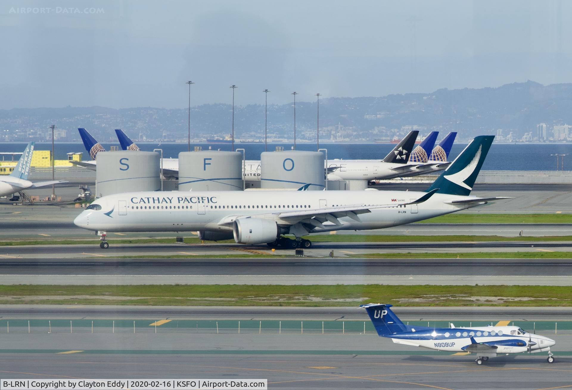 B-LRN, 2017 Airbus A350-941 C/N 085, New observation deck parked 777's due to Coronavirus SFO 2020.
