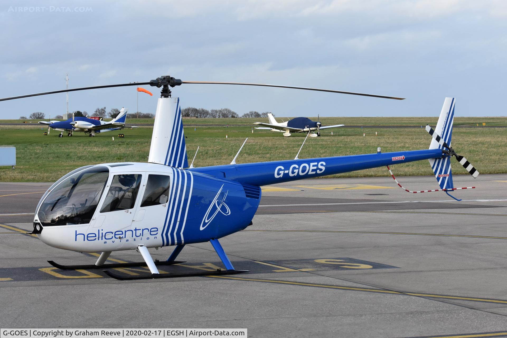 G-GOES, 2005 Robinson R44 Raven II C/N 10942, Parked at Norwich.
