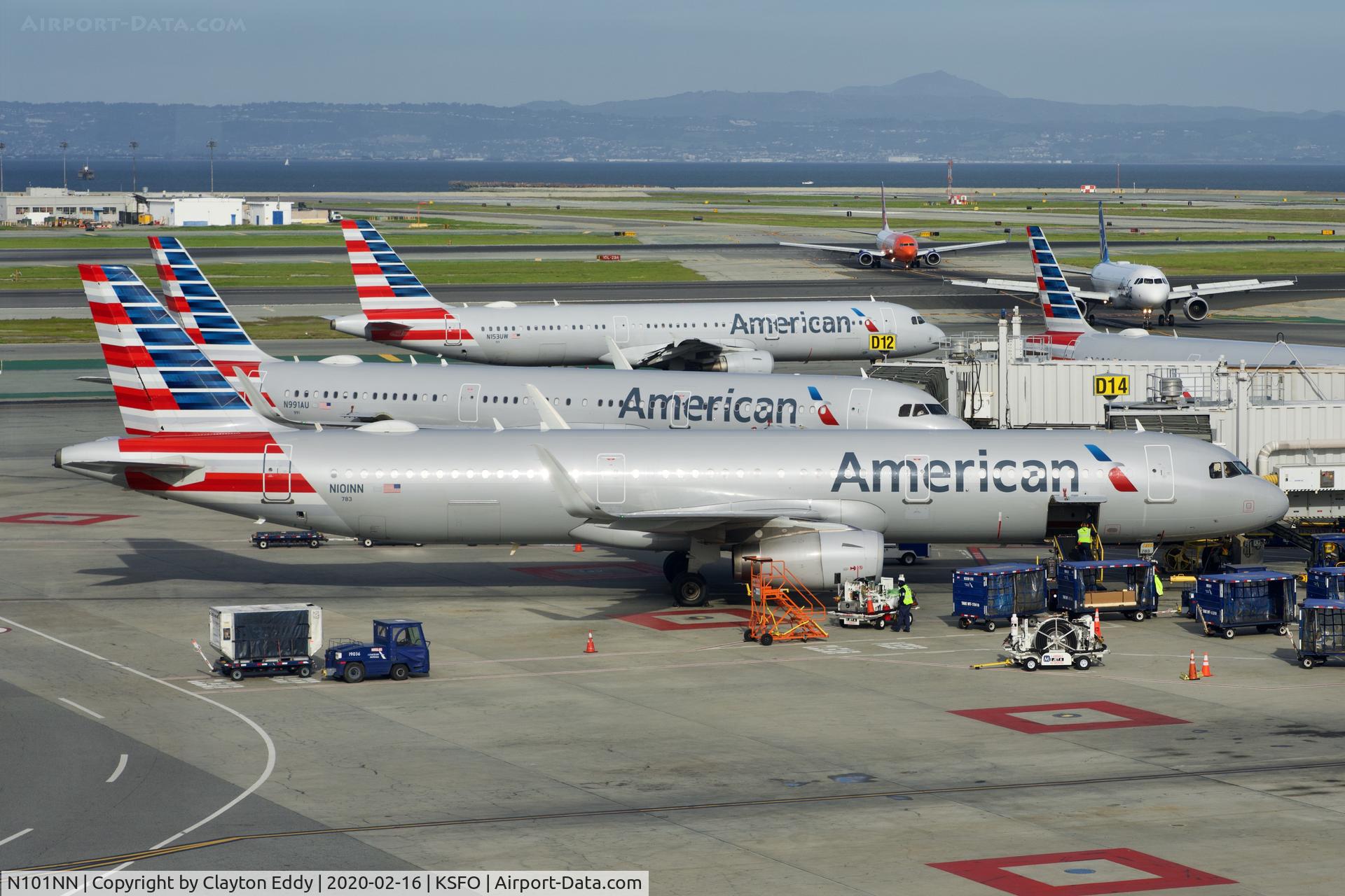 N101NN, 2013 Airbus A321-231 C/N 5834, Picture taken from new observation deck terminal 2. SFO. 2020.
