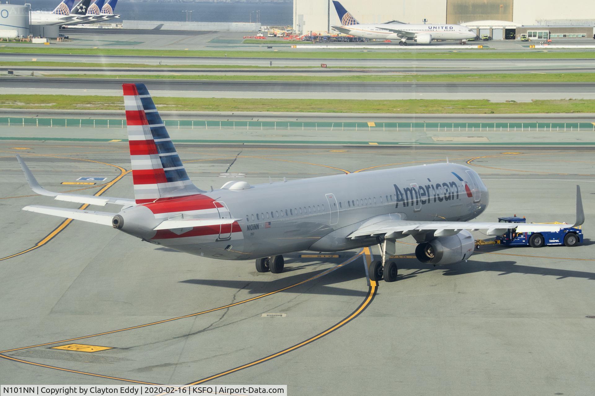 N101NN, 2013 Airbus A321-231 C/N 5834, Picture taken from new observation deck terminal 2. SFO. 2020.