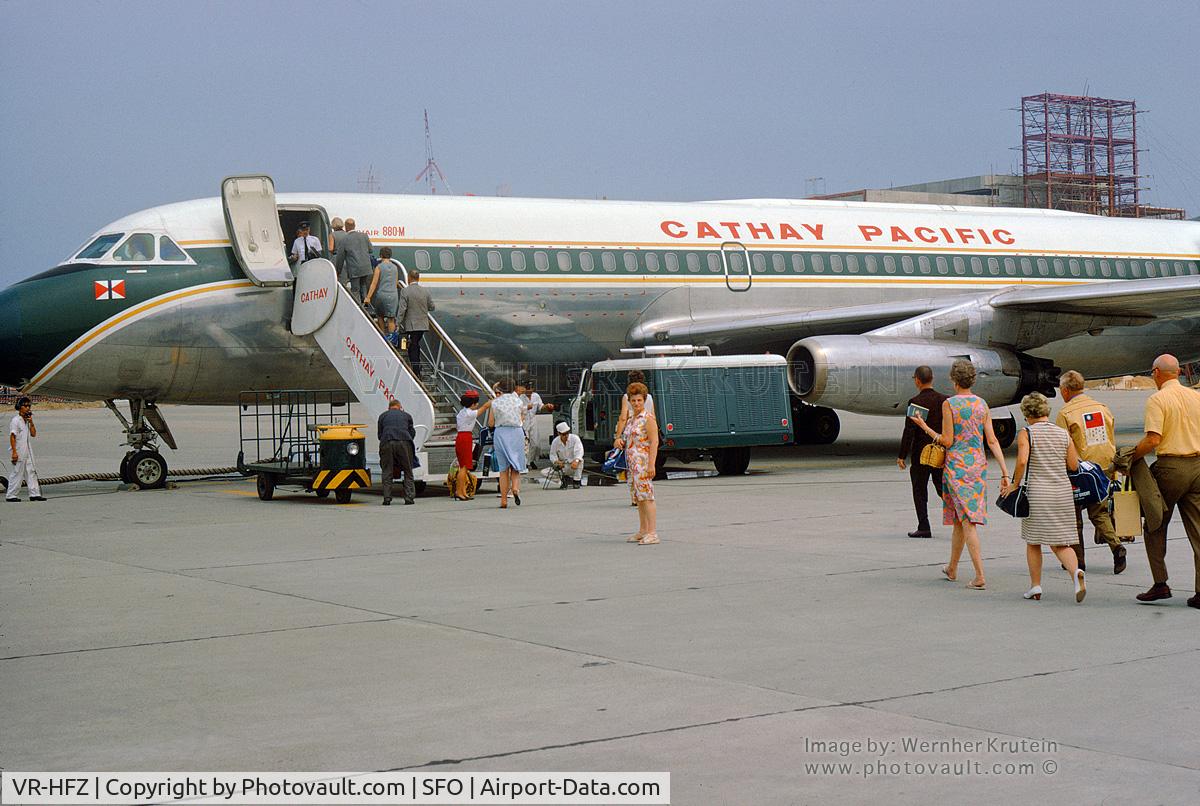 VR-HFZ, Convair 880-22M-21 C/N 22-00-53, This aircraft crashed in Pleiku South Vietnam, with all aboard perished after a bomb exploded in flight.  It was found that a disgruntled man  set off a bomb in the cargo hold.  Written-off 15/06/1972