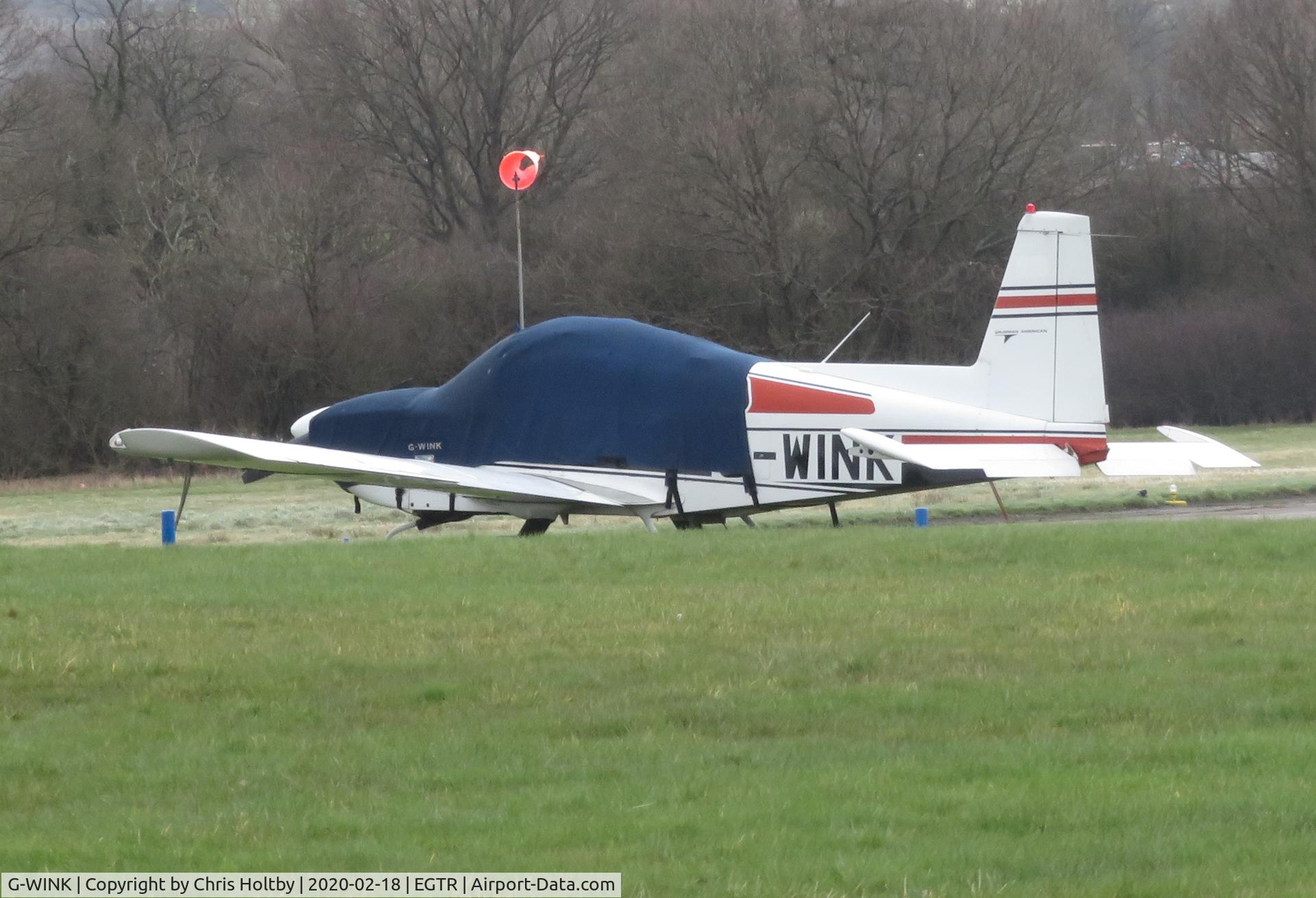 G-WINK, 1976 Grumman American AA-5B Tiger C/N AA5B-0327, Parked and covered at its base at Elstree