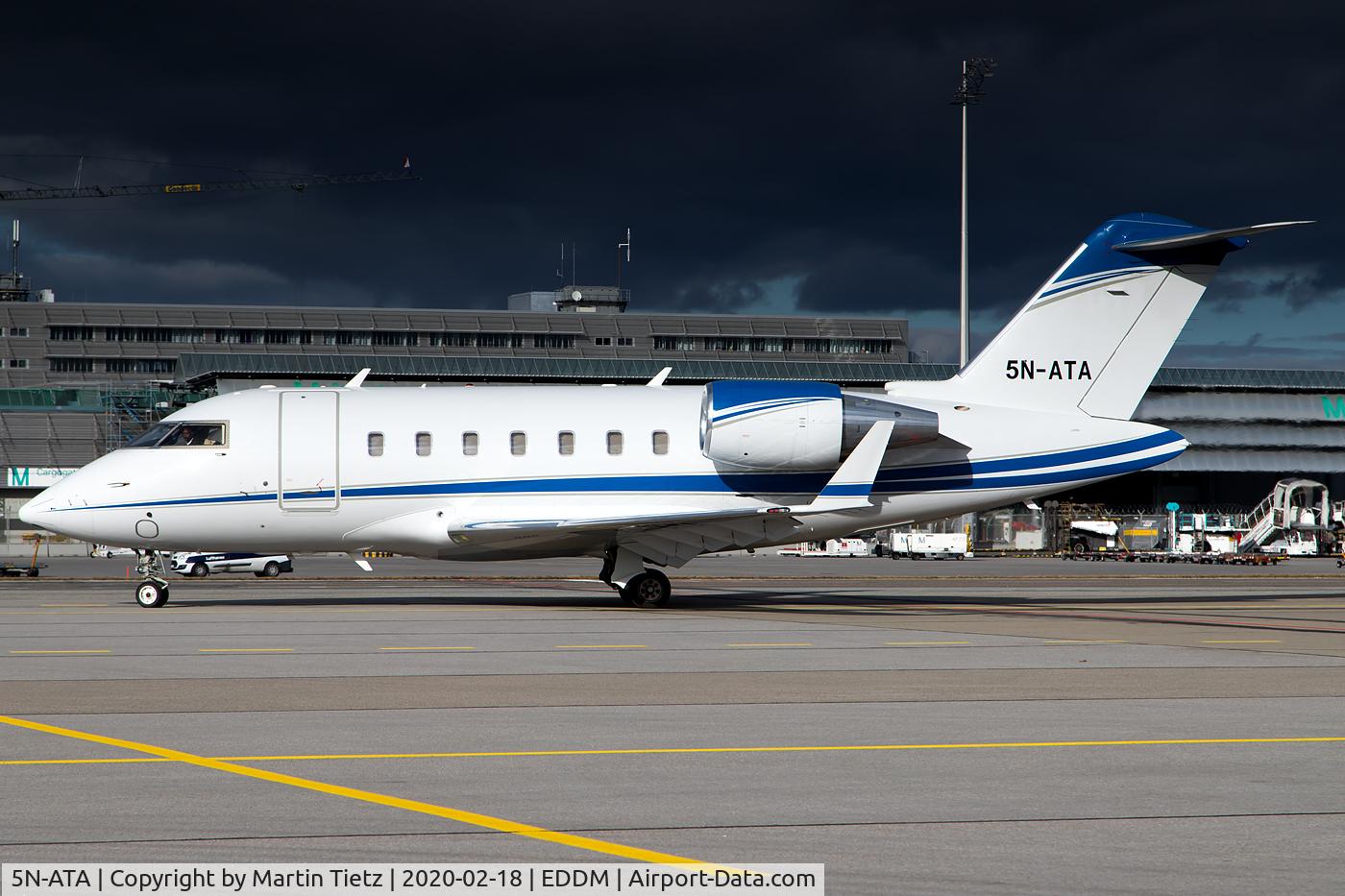 5N-ATA, 2008 Bombardier Challenger 605 (CL-600-2B16) C/N 5744, leaving Munich for Oberpfaffenhofen
