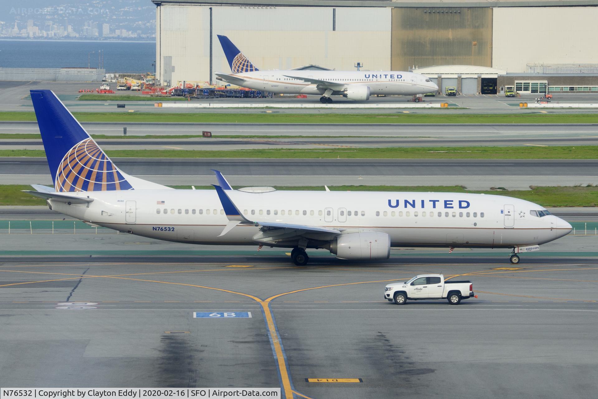 N76532, 2016 Boeing 737-824 C/N 62749, Picture taken from new observation deck terminal 2. SFO. 2020.