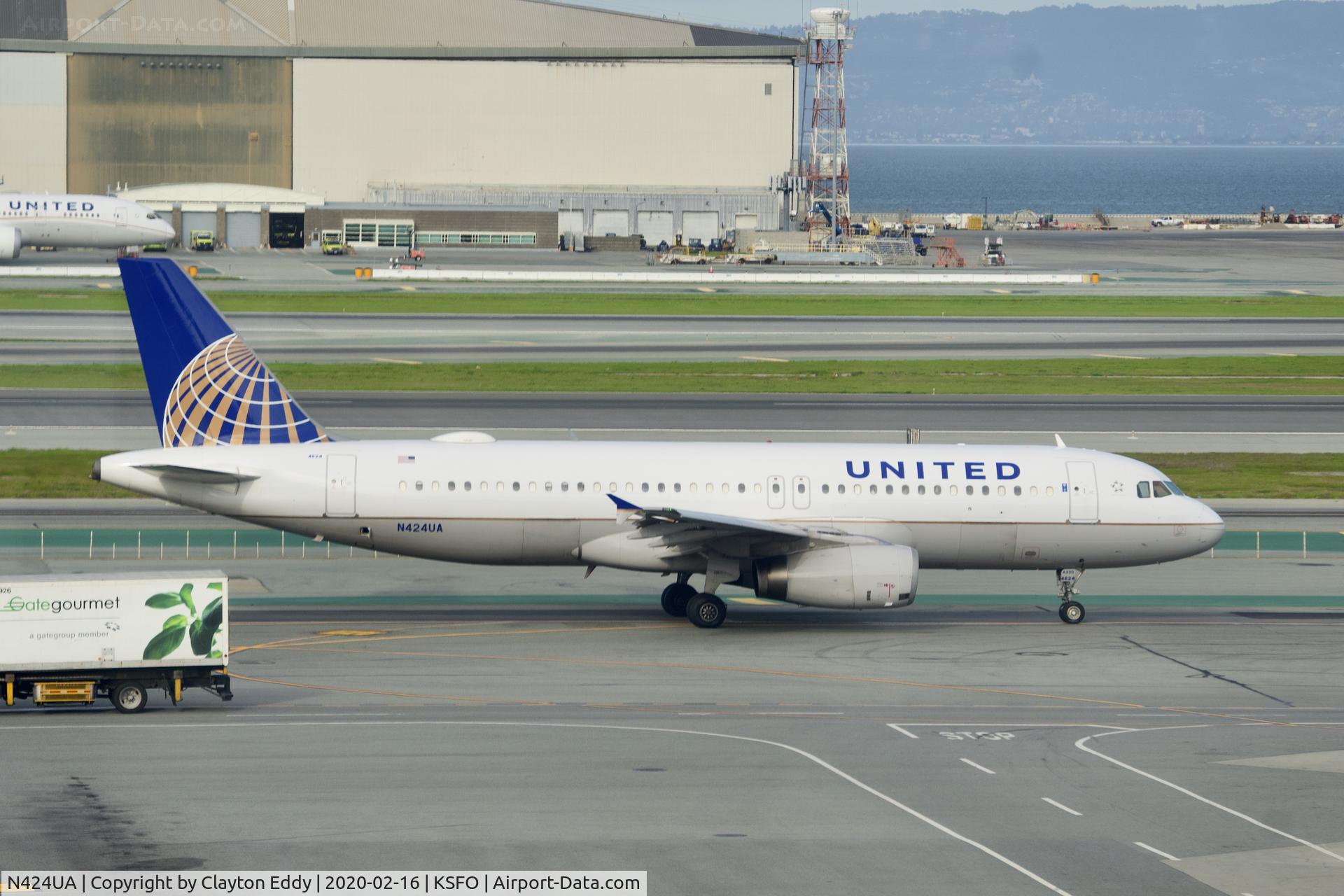 N424UA, 1995 Airbus A320-232 C/N 506, Sky Terrace SFO 2020.