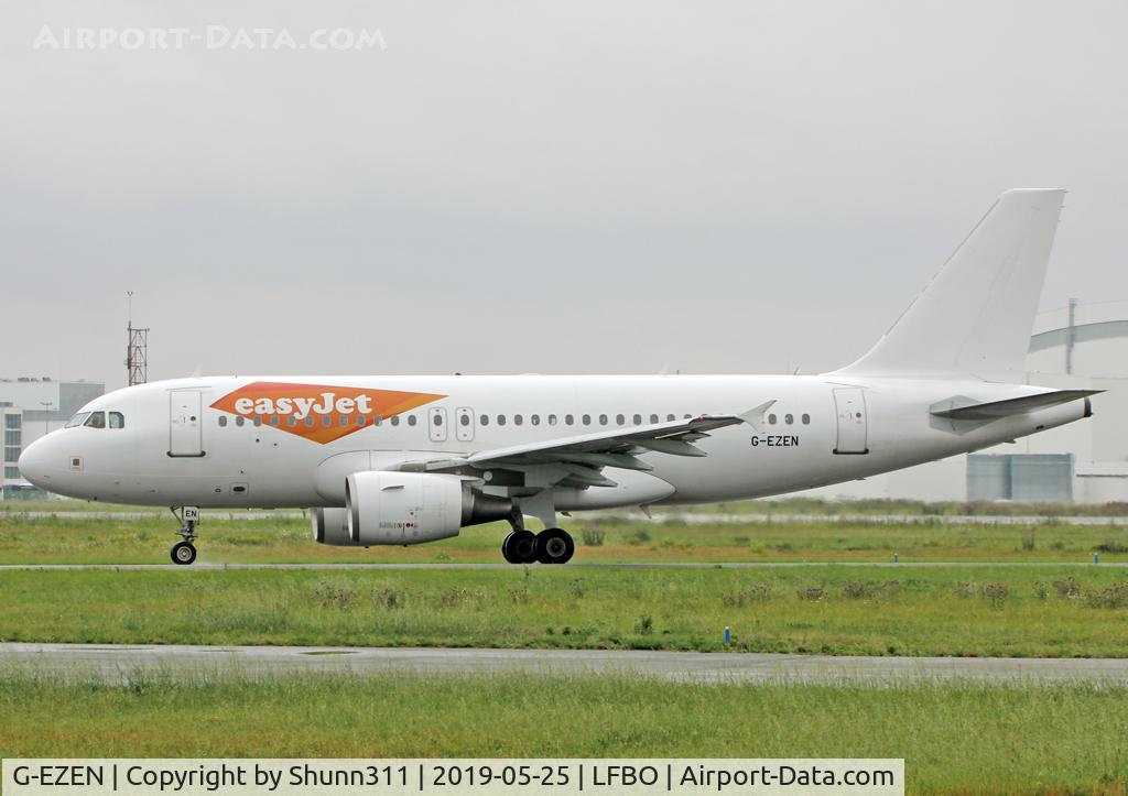 G-EZEN, 2004 Airbus A319-111 C/N 2245, Taxiing holding point rwy 32R for departure... hybrid c/s...