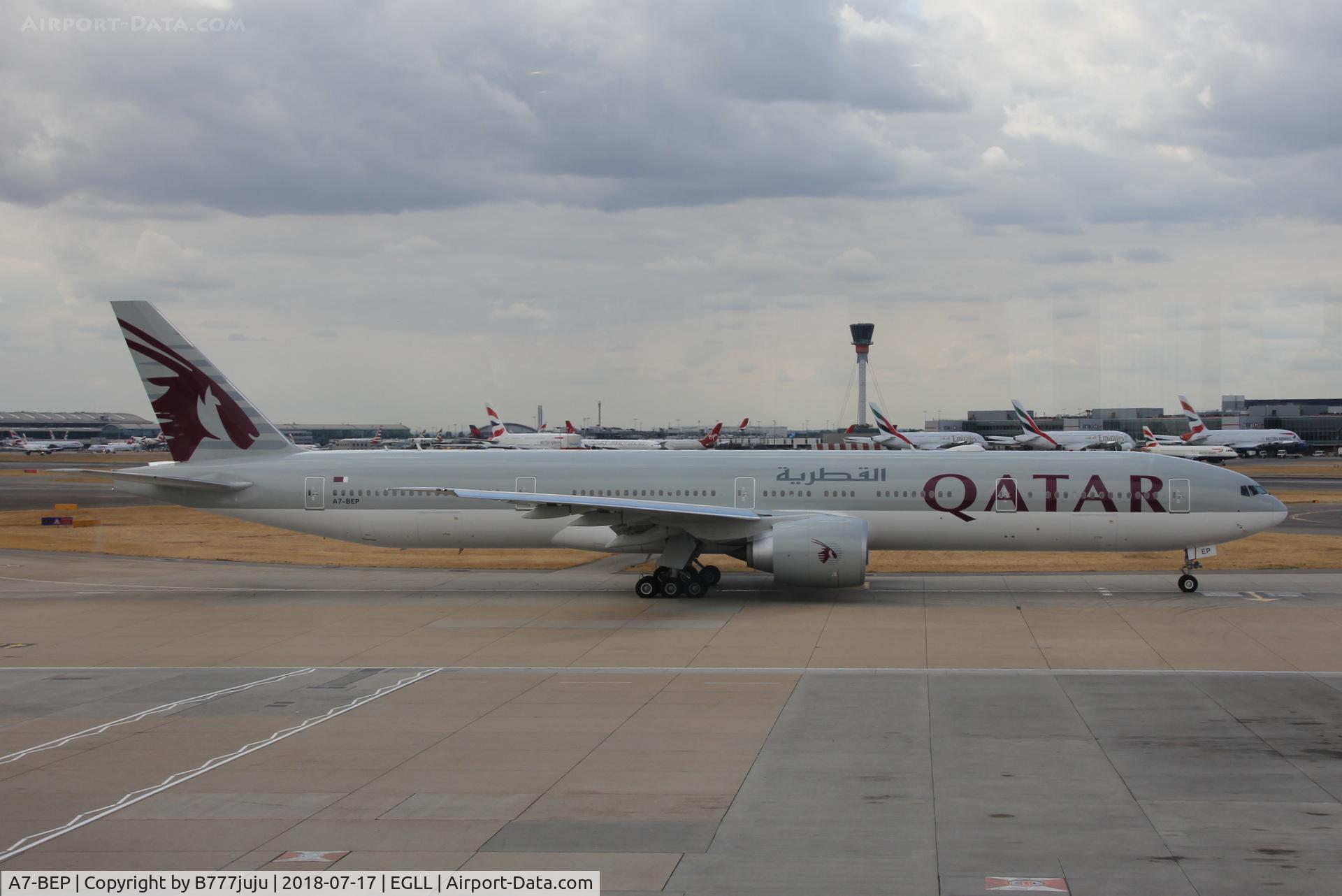 A7-BEP, 2017 Boeing 777-3DZ/ER C/N 64066, at London