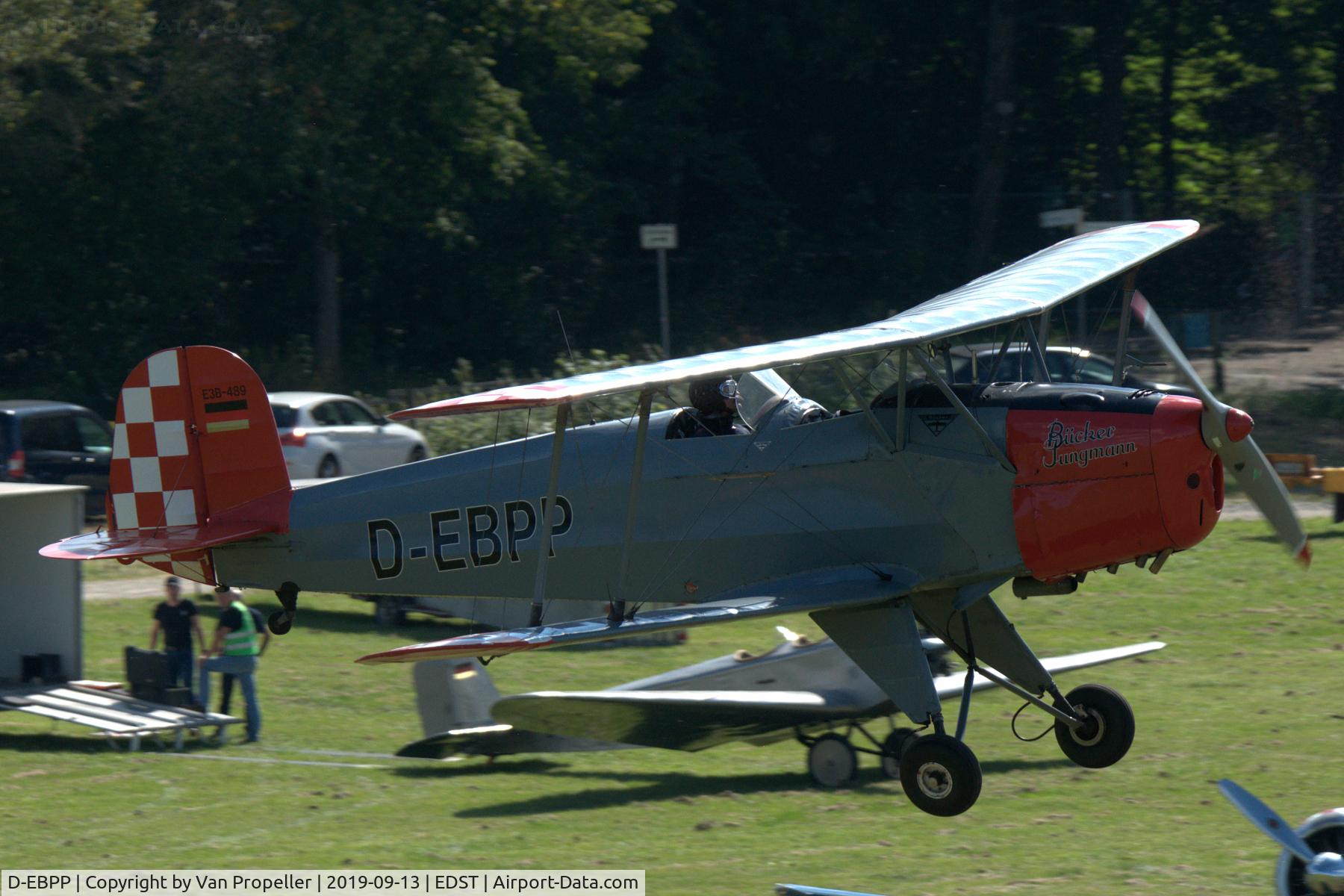 D-EBPP, 1954 CASA 1-131E Jungmann C/N 2091, CASA 1-131E Jungmann landing at Hahnweide airfield, Germany. OTT 2019