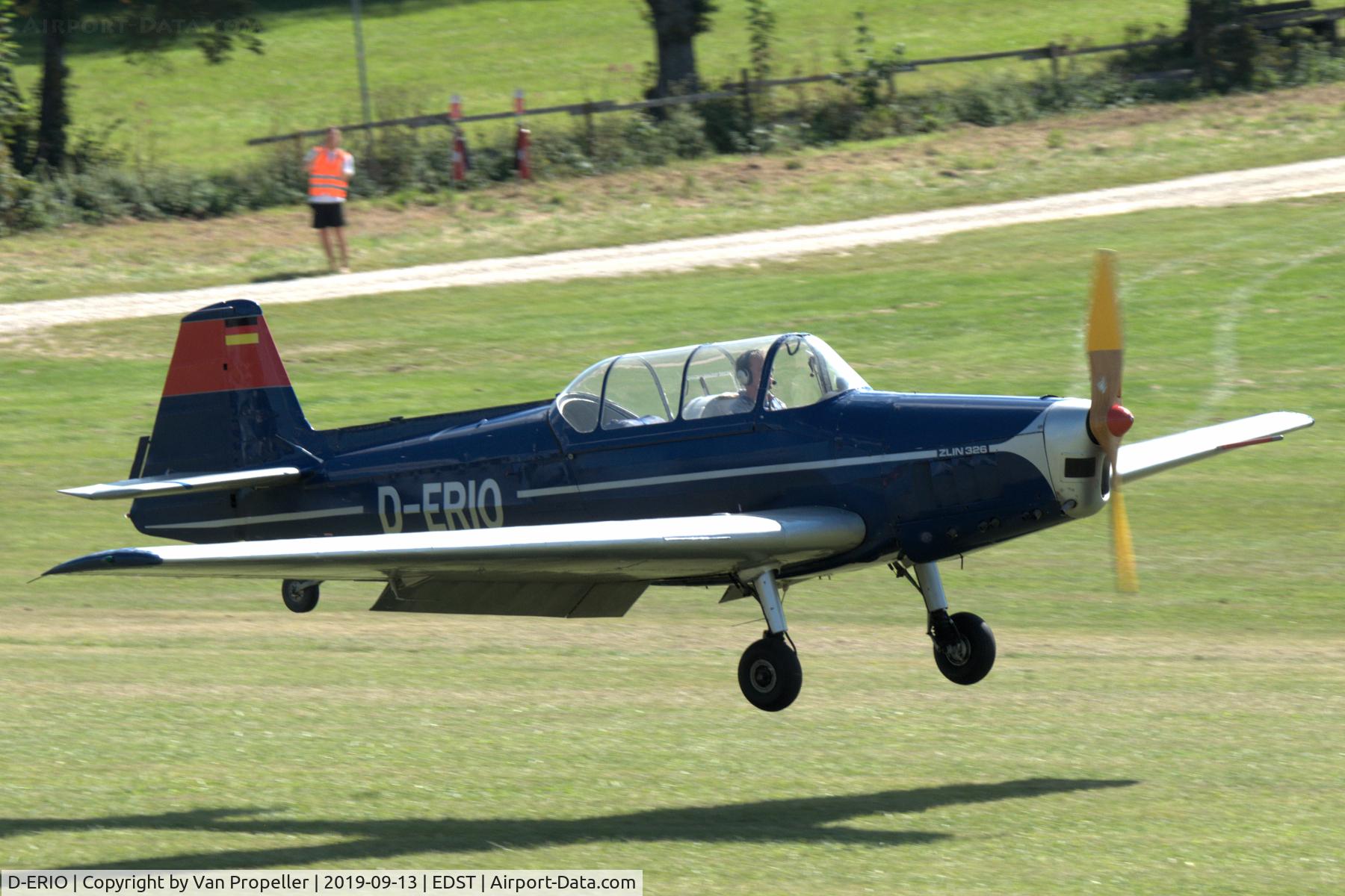 D-ERIO, 1963 Morovan Zlin Z-326M C/N 902, Zlin Z-326M landing at Hahnweide airfield, Germany. OTT 2019