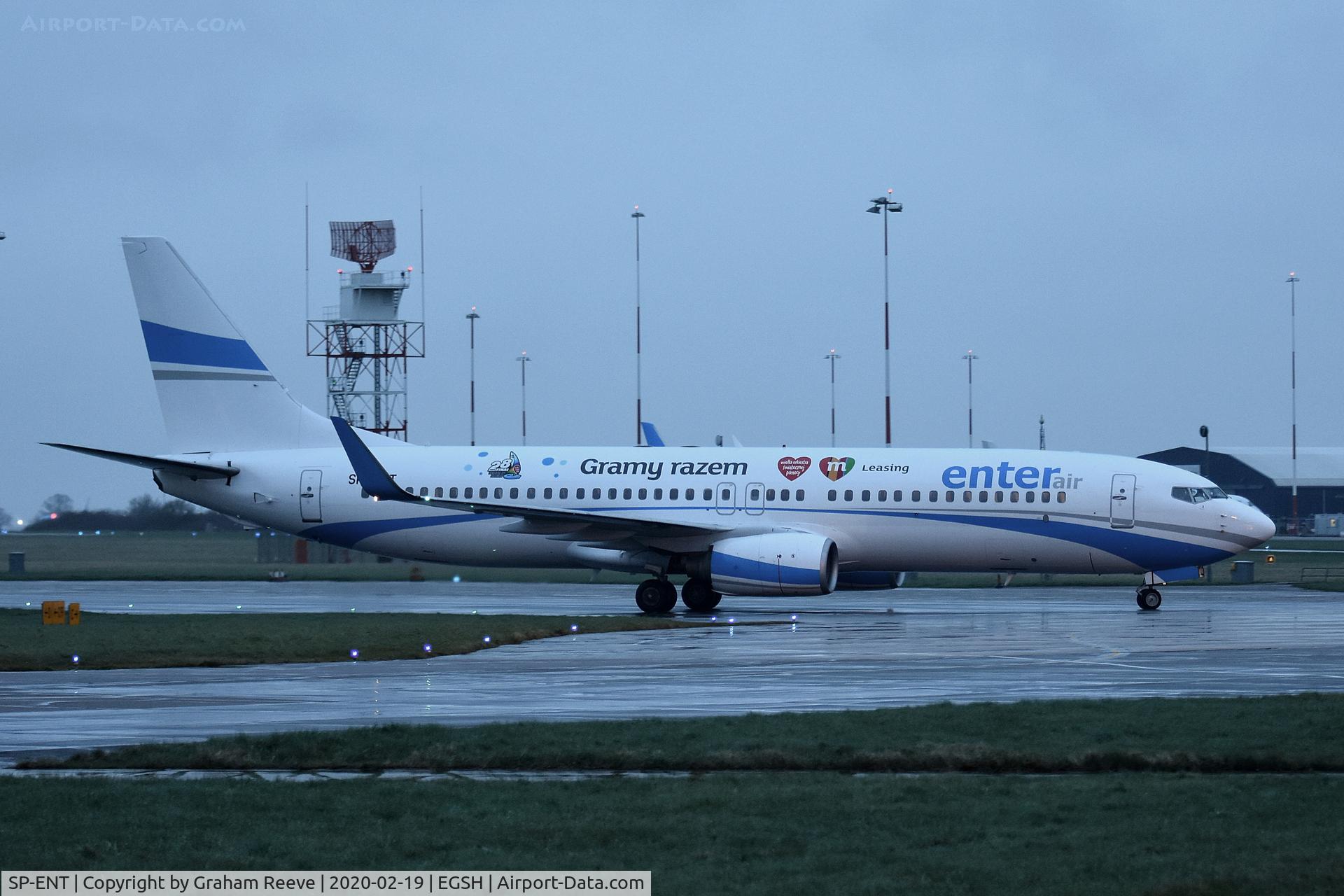 SP-ENT, 2000 Boeing 737-8AS C/N 29926, Just landed at Norwich.