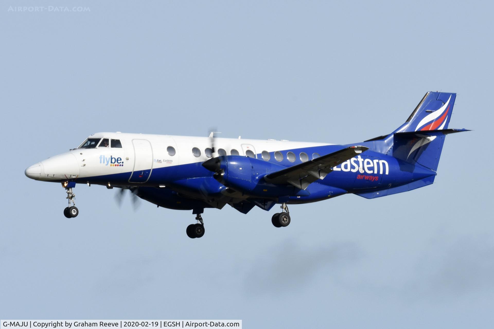 G-MAJU, 1995 British Aerospace Jetstream 41 C/N 41071, Landing at Norwich.