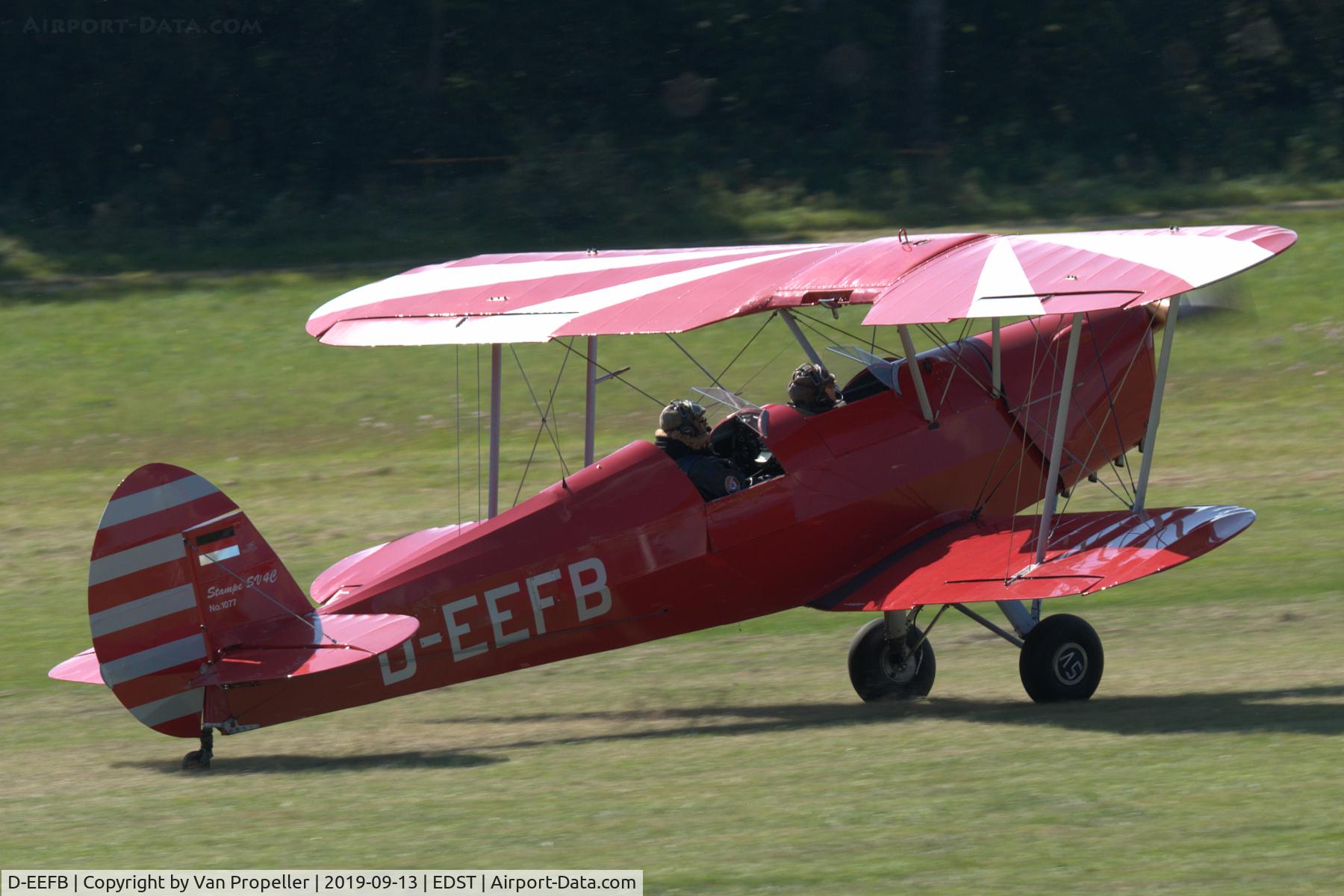 D-EEFB, 1949 Stampe-Vertongen SV-4C C/N 1077, Stampe-Vertongen SV-4C landing at Hahnweide airfield, Germany. OTT 2019