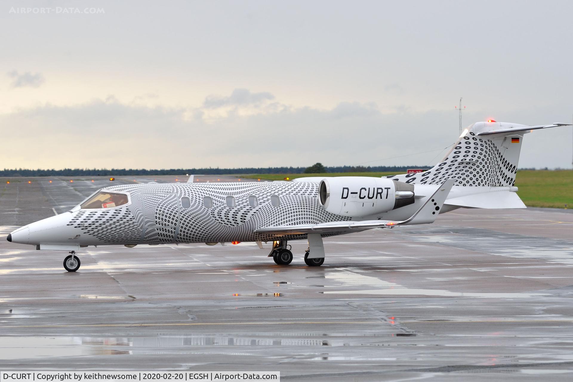 D-CURT, 1991 Learjet 31A C/N 31A-042, Arriving at Norwich from Milan, Bergamo.