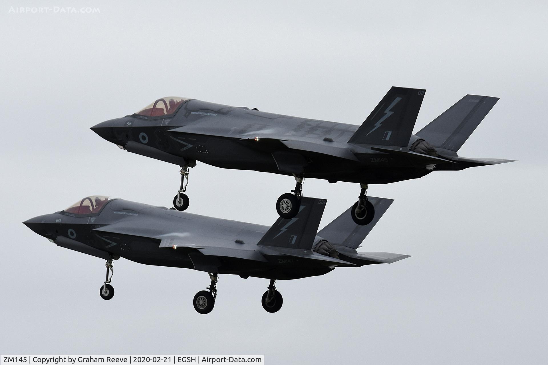 ZM145, 2015 Lockheed Martin F-35B Lightning II C/N BK-11, On approach to Norwich with ZM147.