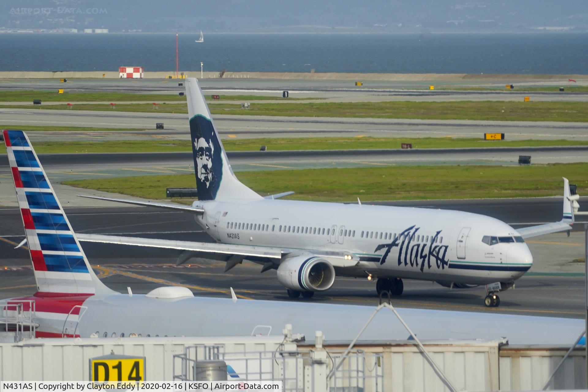 N431AS, 2013 Boeing 737-990/ER C/N 43255, Sky Terrace SFO 2020.