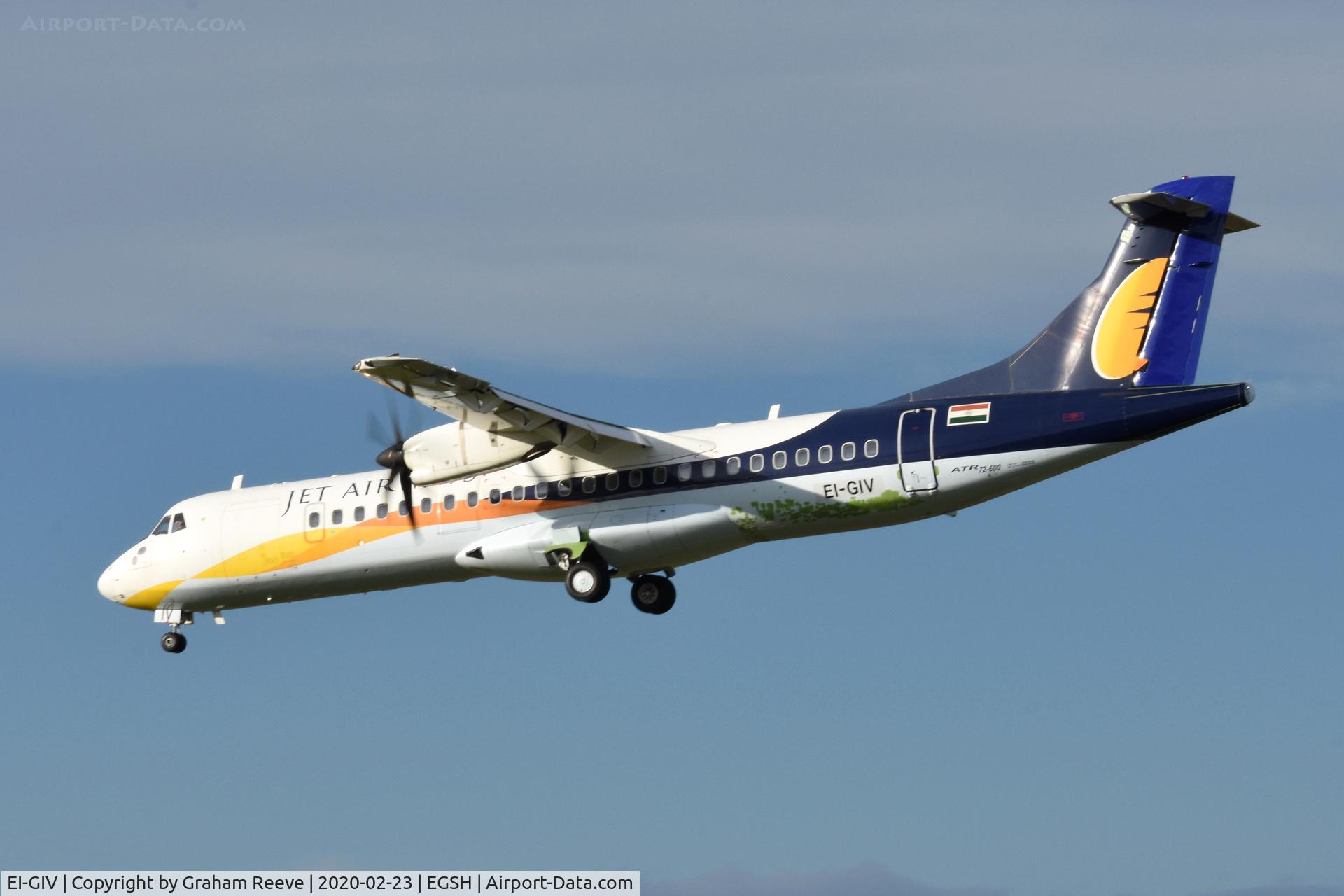 EI-GIV, 2012 ATR 72-600 (72-212A) C/N 1056, Landing at Norwich.