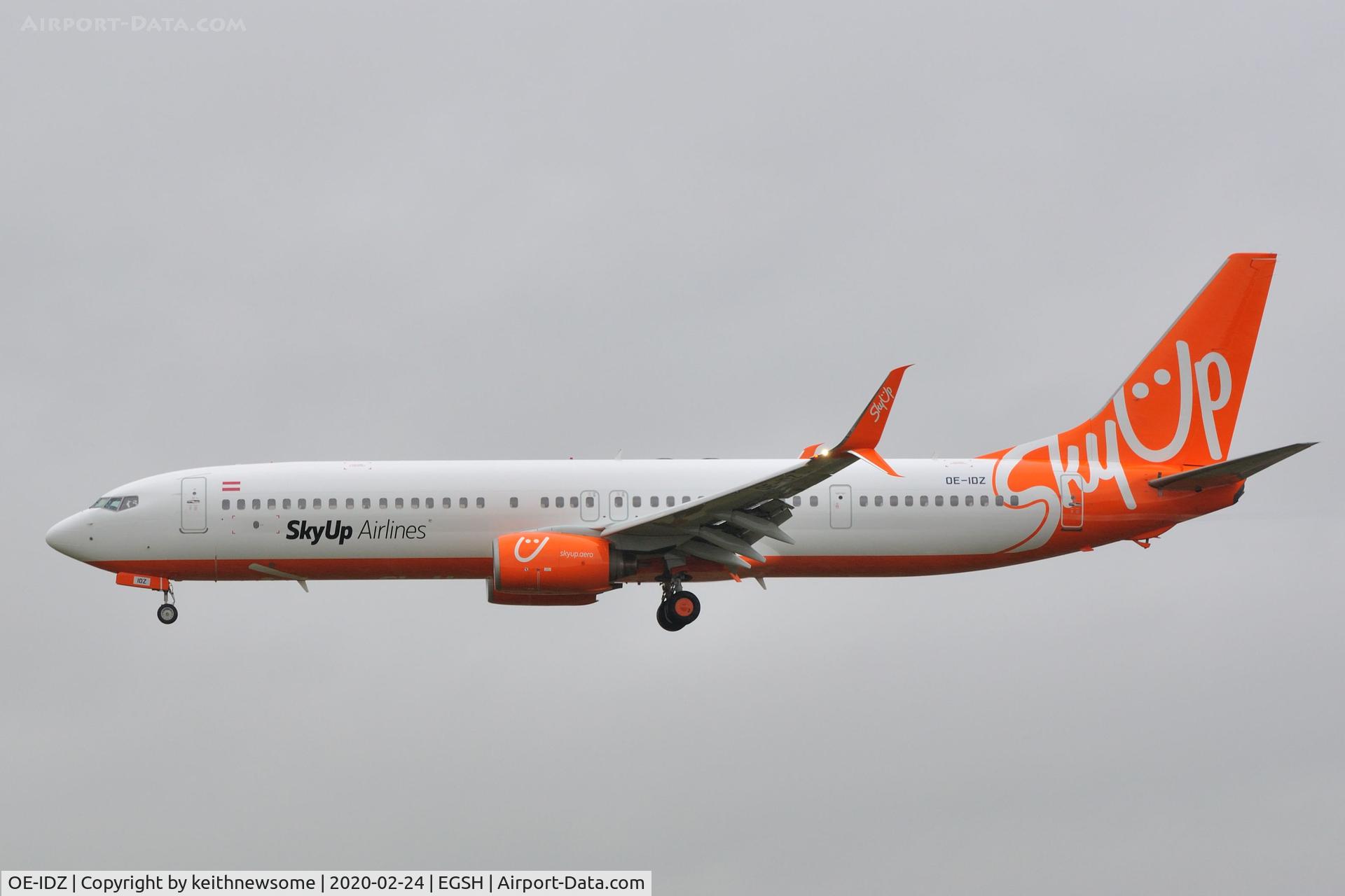 OE-IDZ, 2008 Boeing 737-96NER C/N 35227, Returning to Norwich following air test with SkyUp Colour scheme.
