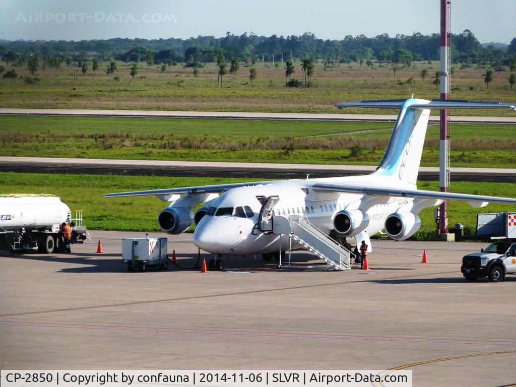 CP-2850, 1996 British Aerospace Avro 146-RJ85 C/N E.2277, A BAe146-AvroRJ of Ecojet (CP-2850) refueling in the main platform of Viru Viru