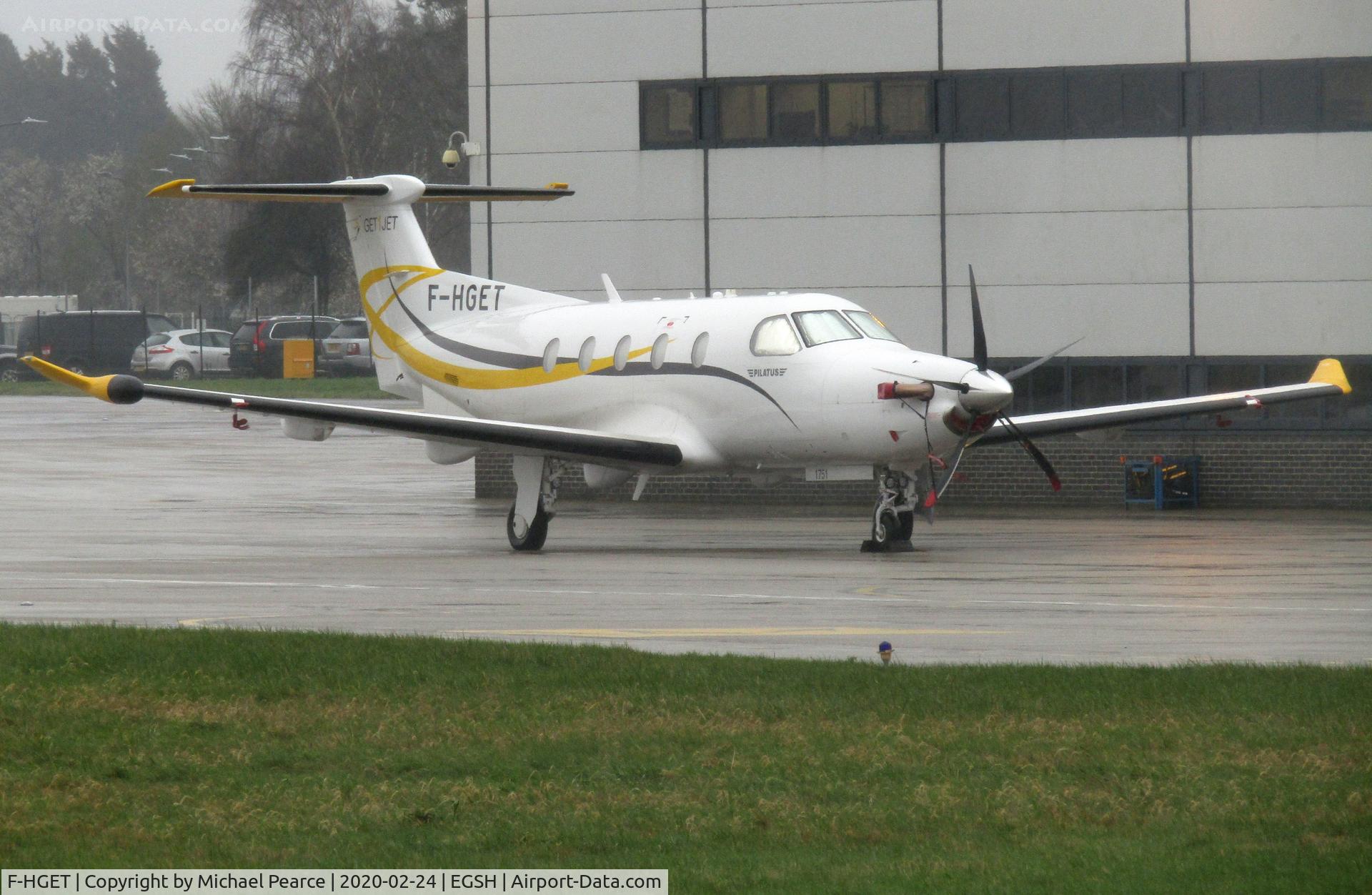 F-HGET, 2017 Pilatus PC-12/47E C/N 1751, Parked on the SaxonAir ramp after an overnight stop from Geneva (GVA).