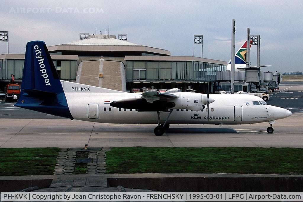 PH-KVK, 1991 Fokker 50 C/N 20219, KLM Cityhopper