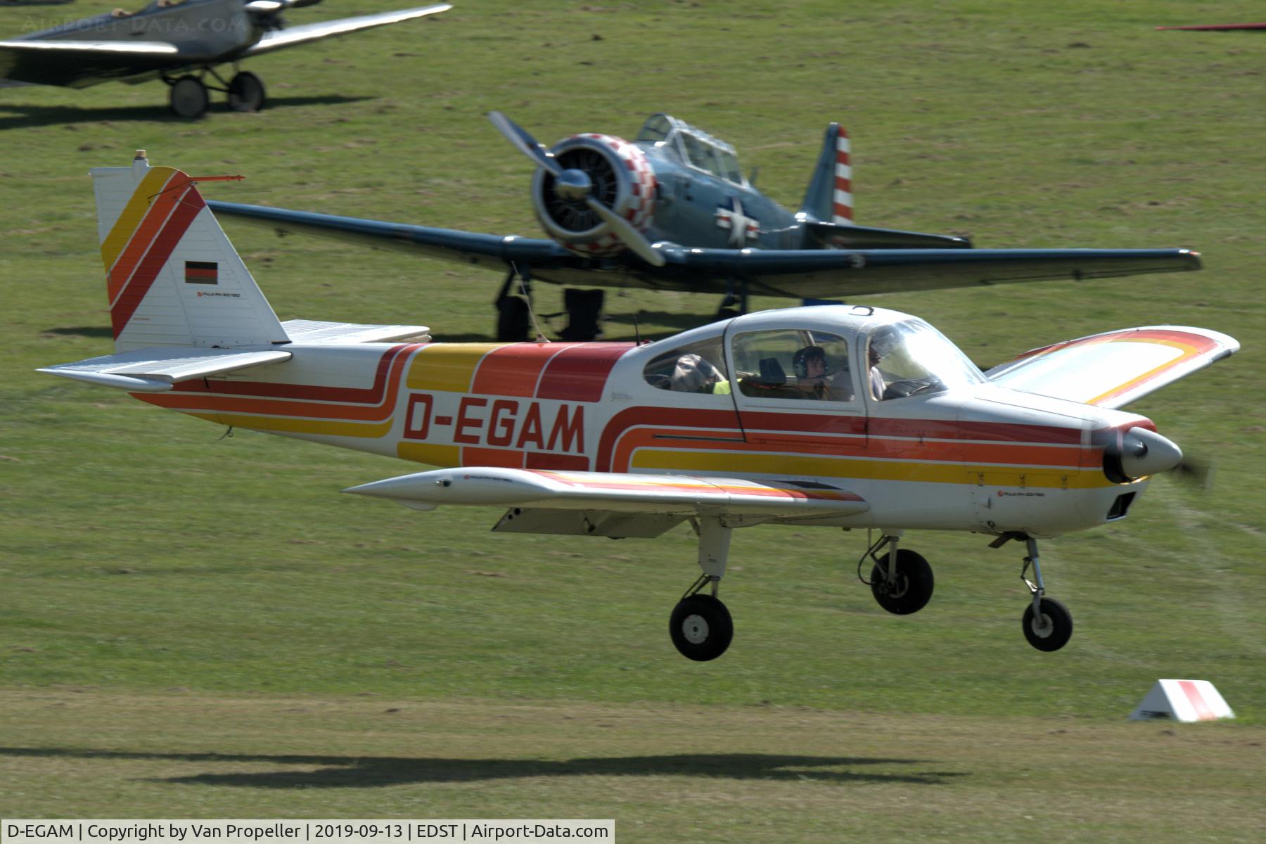 D-EGAM, 1971 Fuji FA-200-180 Aero Subaru C/N 117, Fuji FA-200-180 Aero Subaru landing at Hahnweide airfield, Germany. OTT 2019