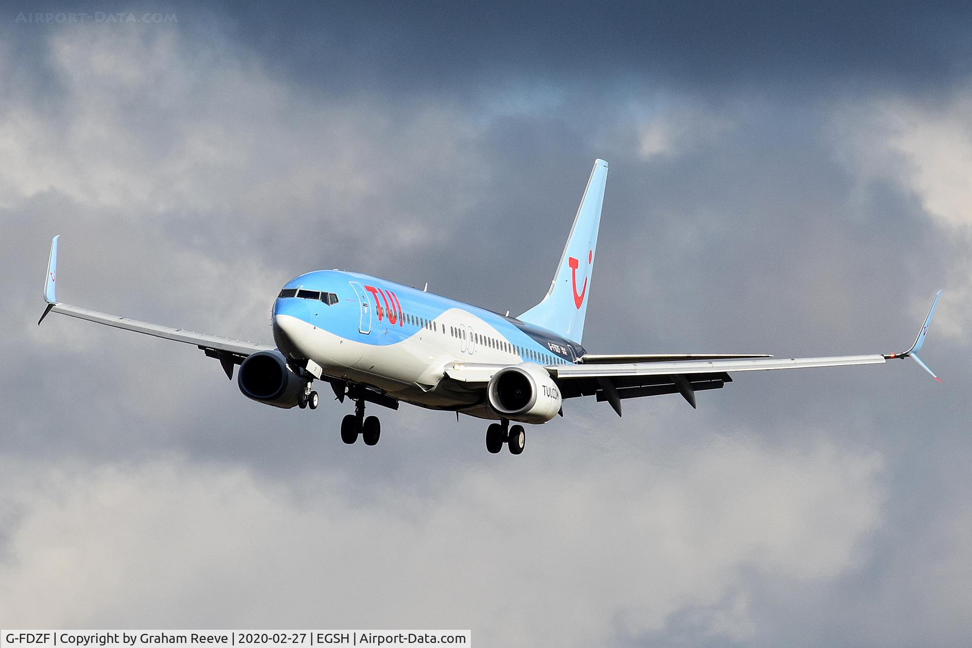 G-FDZF, 2008 Boeing 737-8K5 C/N 35138, Landing at Norwich.