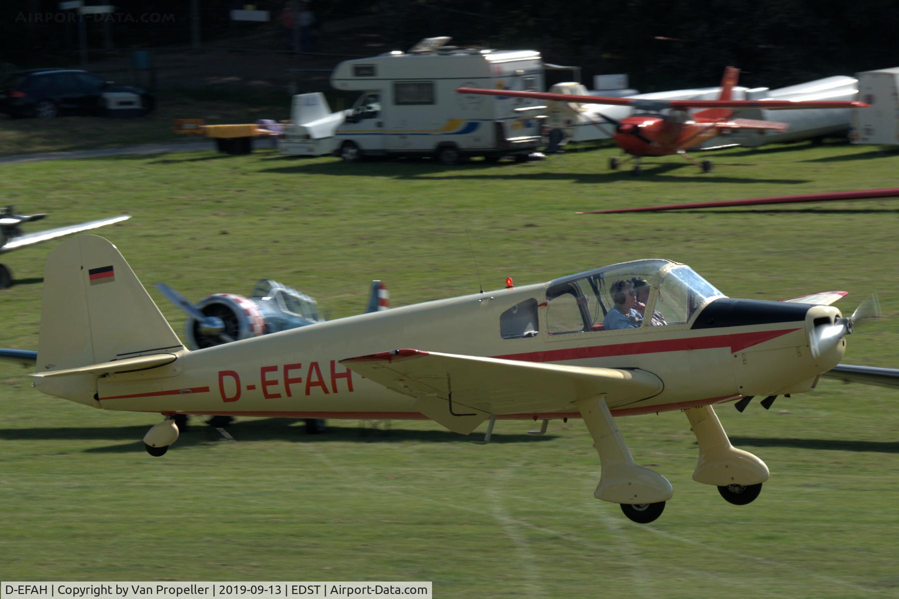 D-EFAH, 1960 Klemm Kl-107C C/N 136, Klemm Kl 107 C landing at Hahnweide airfield, Germany. OTT 2019