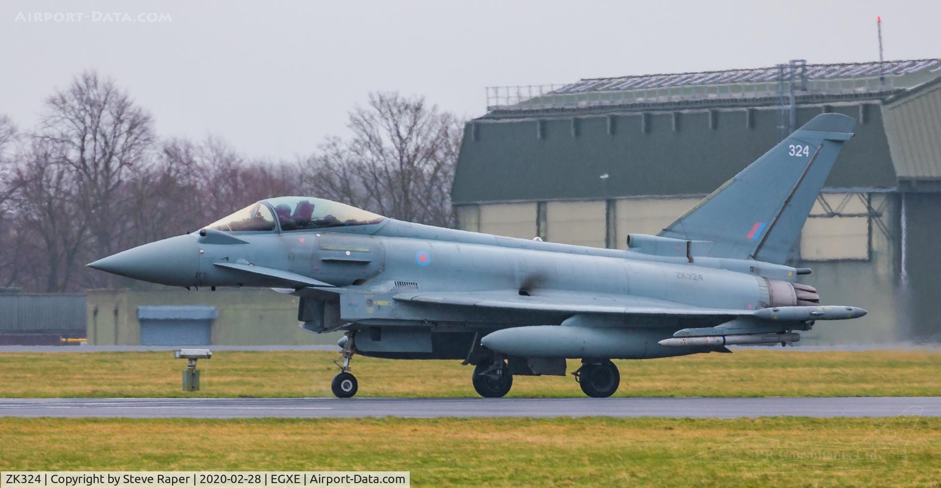 ZK324, 2011 Eurofighter EF-2000 Typhoon FGR4 C/N BS085/324, A very rainy RAF Leeming. Returning after a NATO exercise sortie.