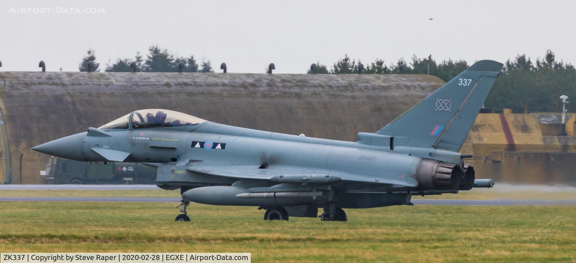 ZK337, 2012 Eurofighter EF-2000 Typhoon FGR4 C/N BS098/359, A very rainy RAF Leeming. Returning after a NATO exercise sortie.
