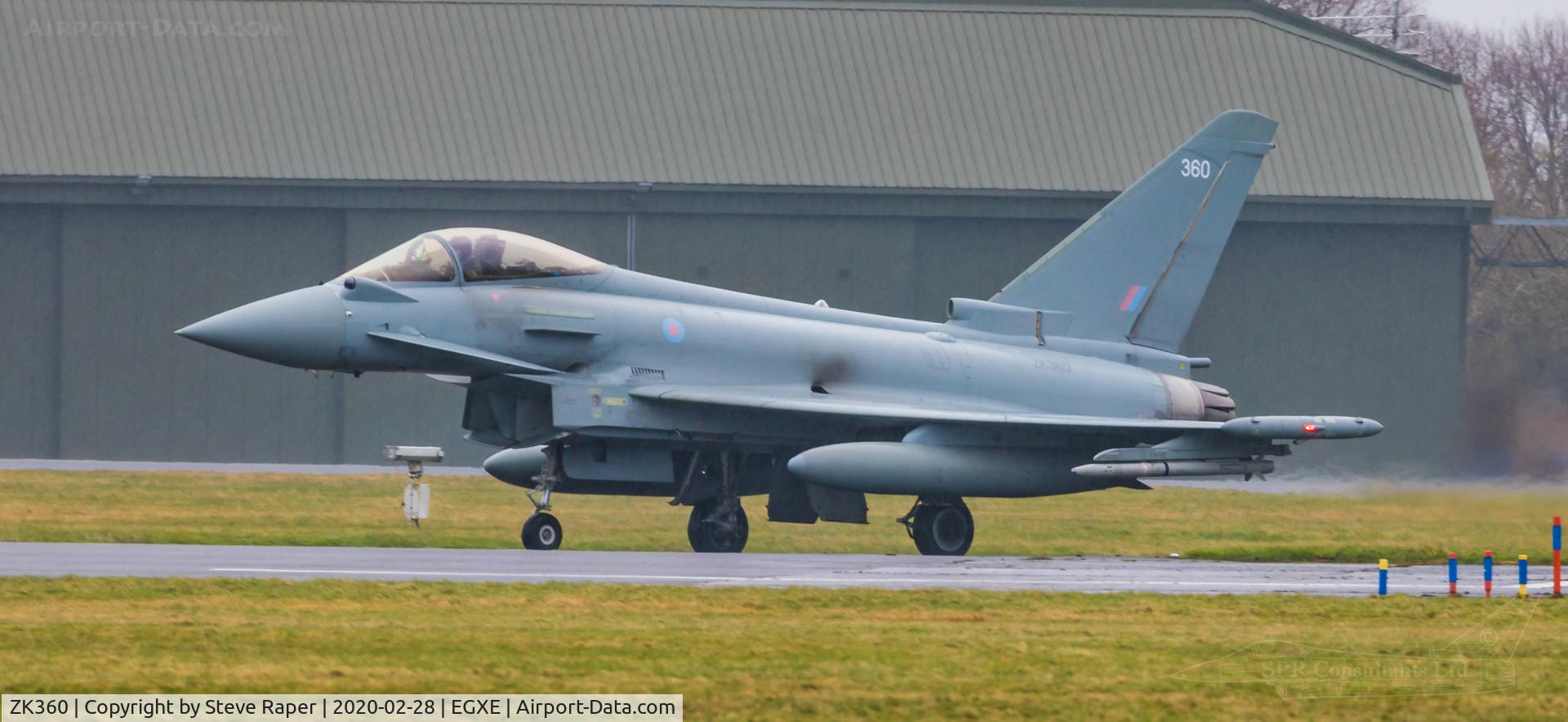 ZK360, 2014 Eurofighter EF-2000 Typhoon FGR.4 C/N BS121/434, A very rainy RAF Leeming. Returning after a NATO exercise sortie.