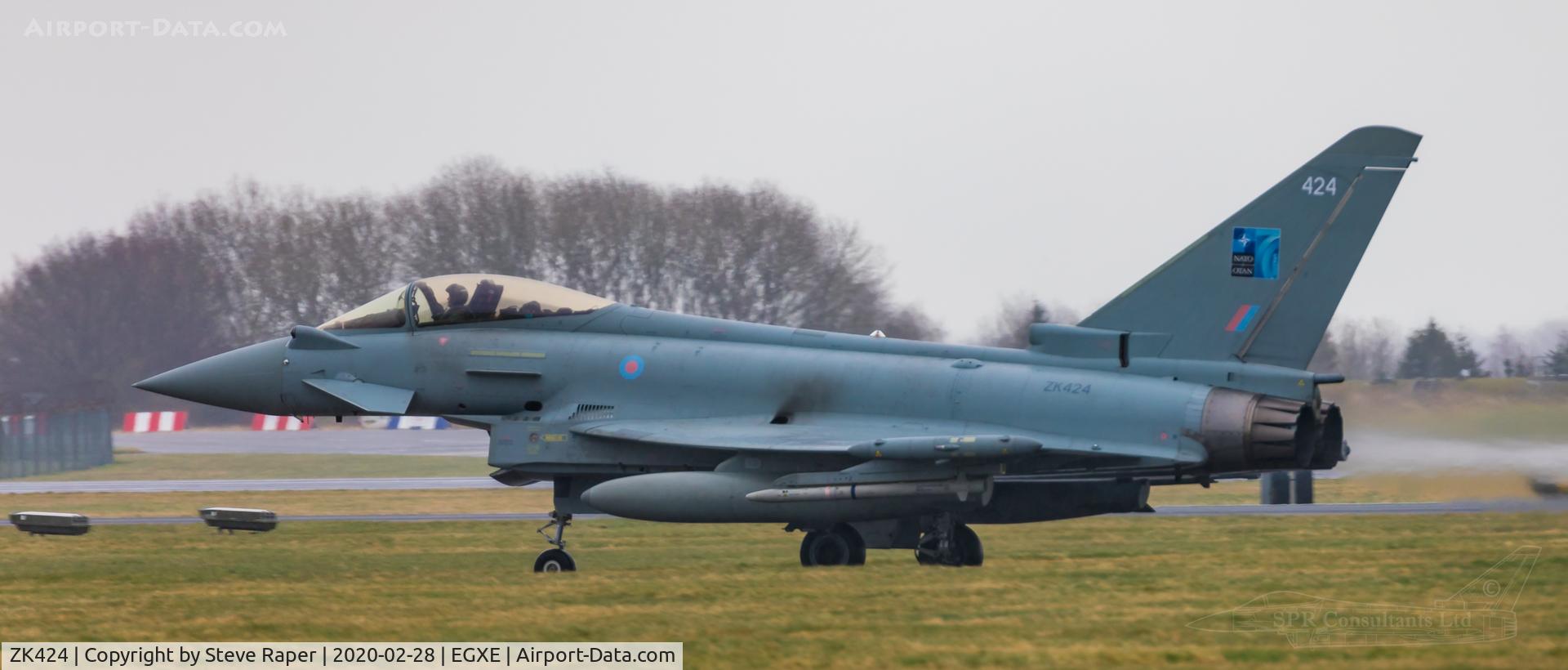 ZK424, 2017 Eurofighter EF-2000 Typhoon FGR4 C/N BS140, A very rainy RAF Leeming. Returning after a NATO exercise sortie.